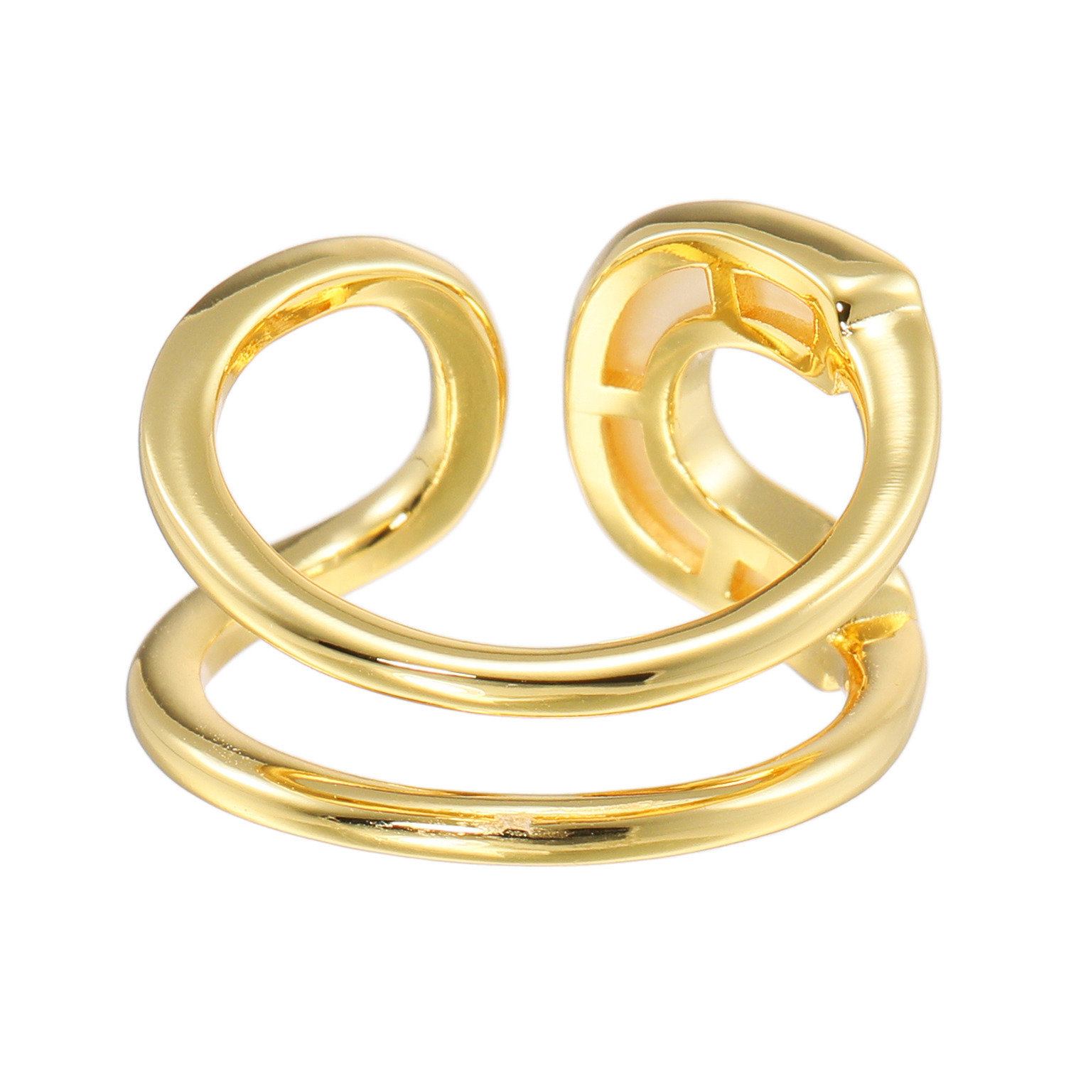 インプレスミー マザーオブパール モダンデザイン パドロック フォークリング