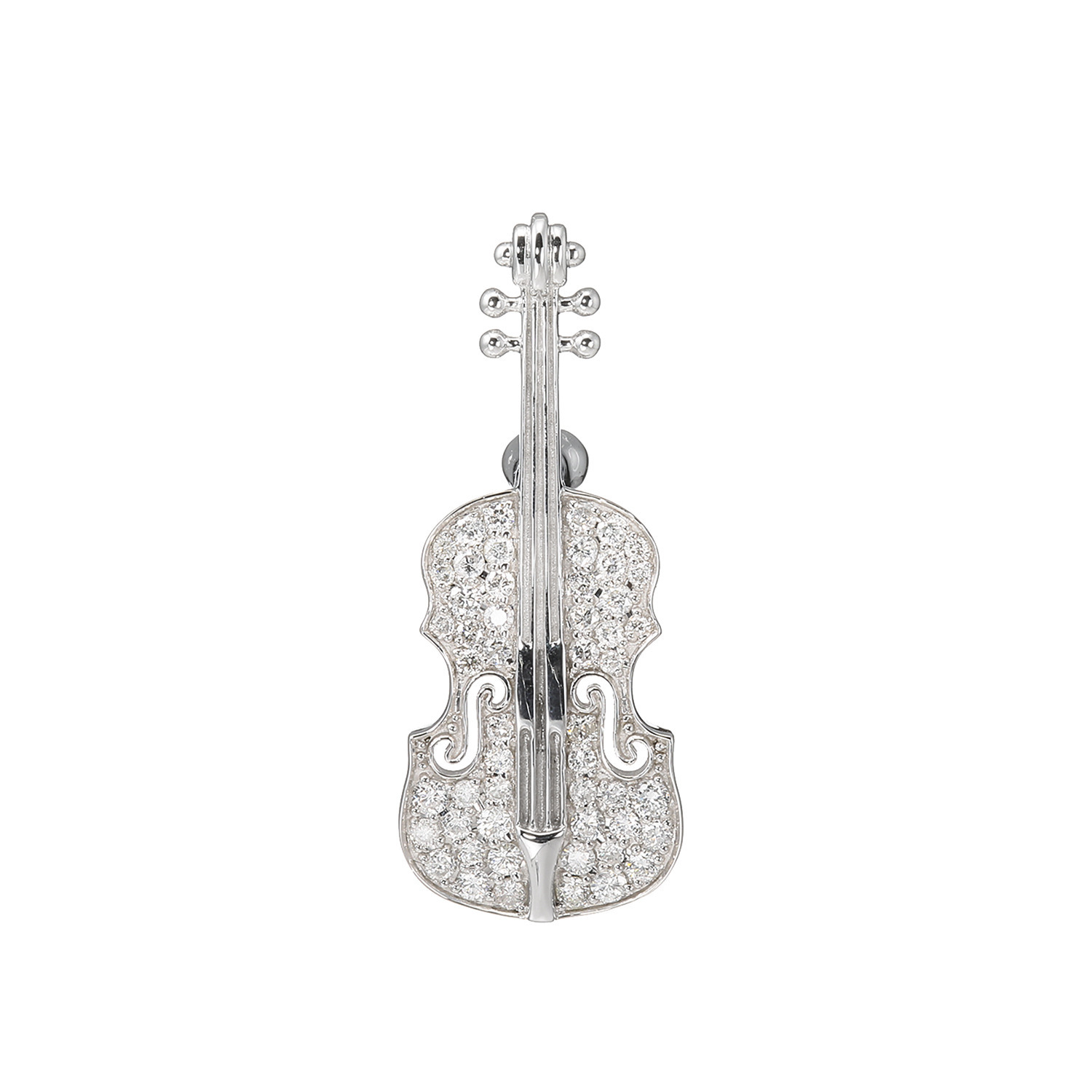 ビジューフルレゾン プラチナ９００＆ １８Ｋホワイトゴールド ０．５カラットＵＰ ダイヤモンド ヴァイオリンモティーフ ペンダントブローチ