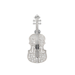 ビジューフルレゾン プラチナ９００＆ １８Ｋホワイトゴールド ０．５カラットＵＰ ダイヤモンド ヴァイオリンモティーフ ペンダントブローチ