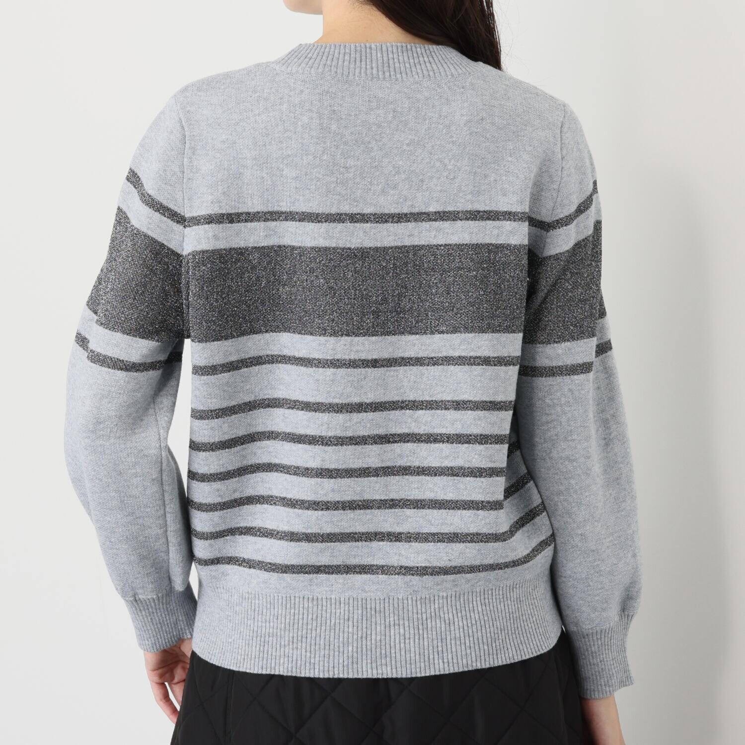 ノーボノーボ ロゴジャガード ラメニットプルオーバー