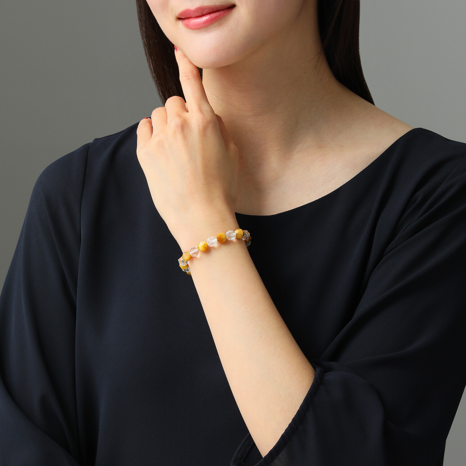 幸石堂 福禄寿の天然石 輝くオールスターカット ジェムストーン＆水晶 開運祈願ブレスレット