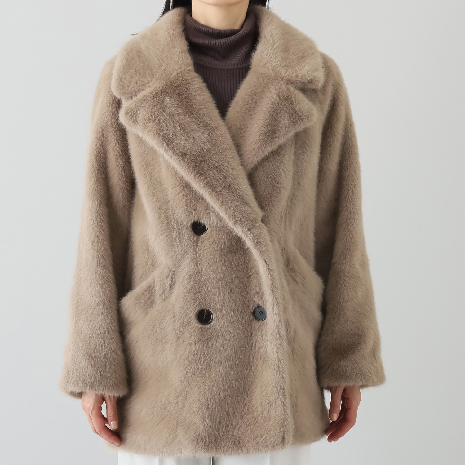 マリエール エコファー テーラードカラー コート