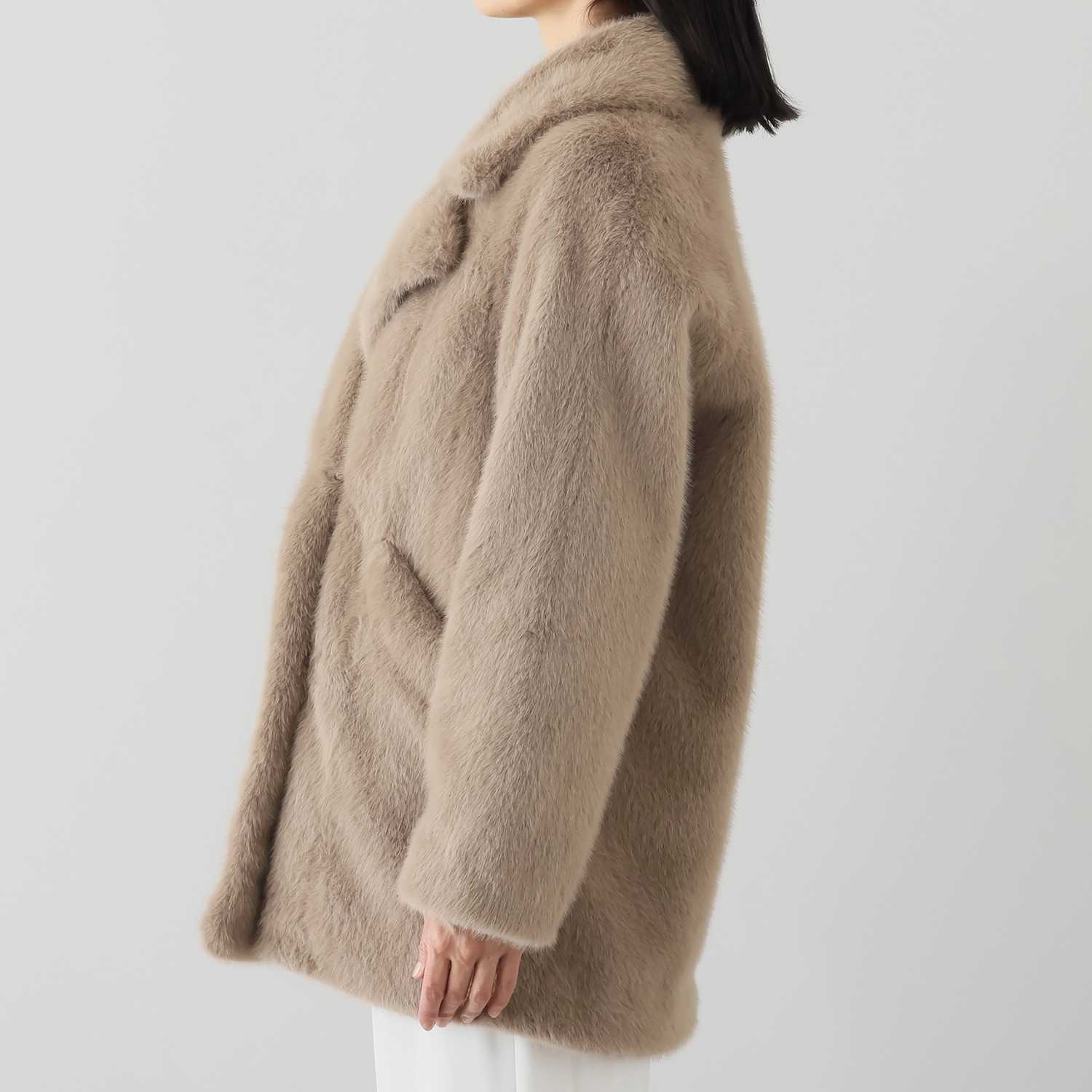 マリエール エコファー テーラードカラー コート