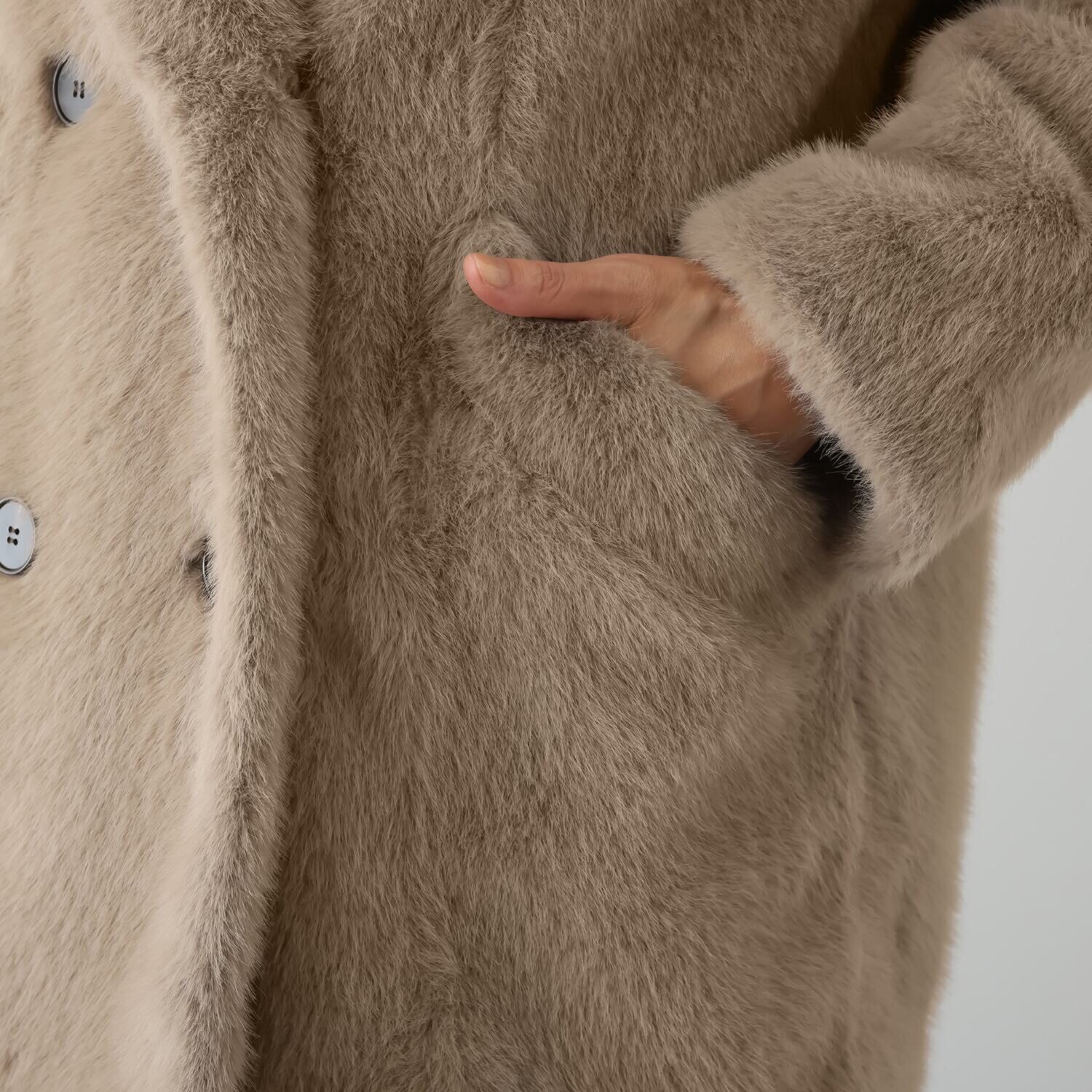 マリエール エコファー テーラードカラー コート