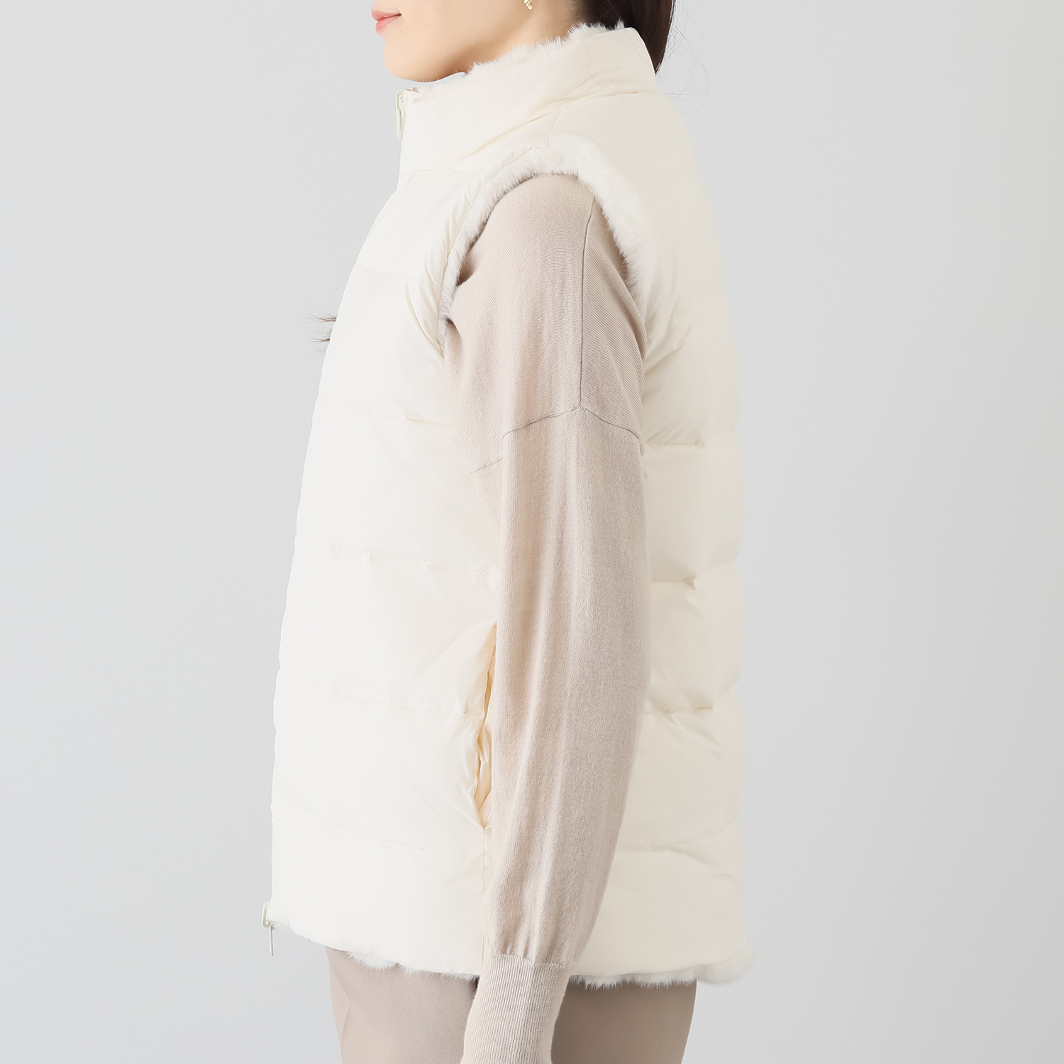 マリエール エコファー リバーシブル ダウンベスト