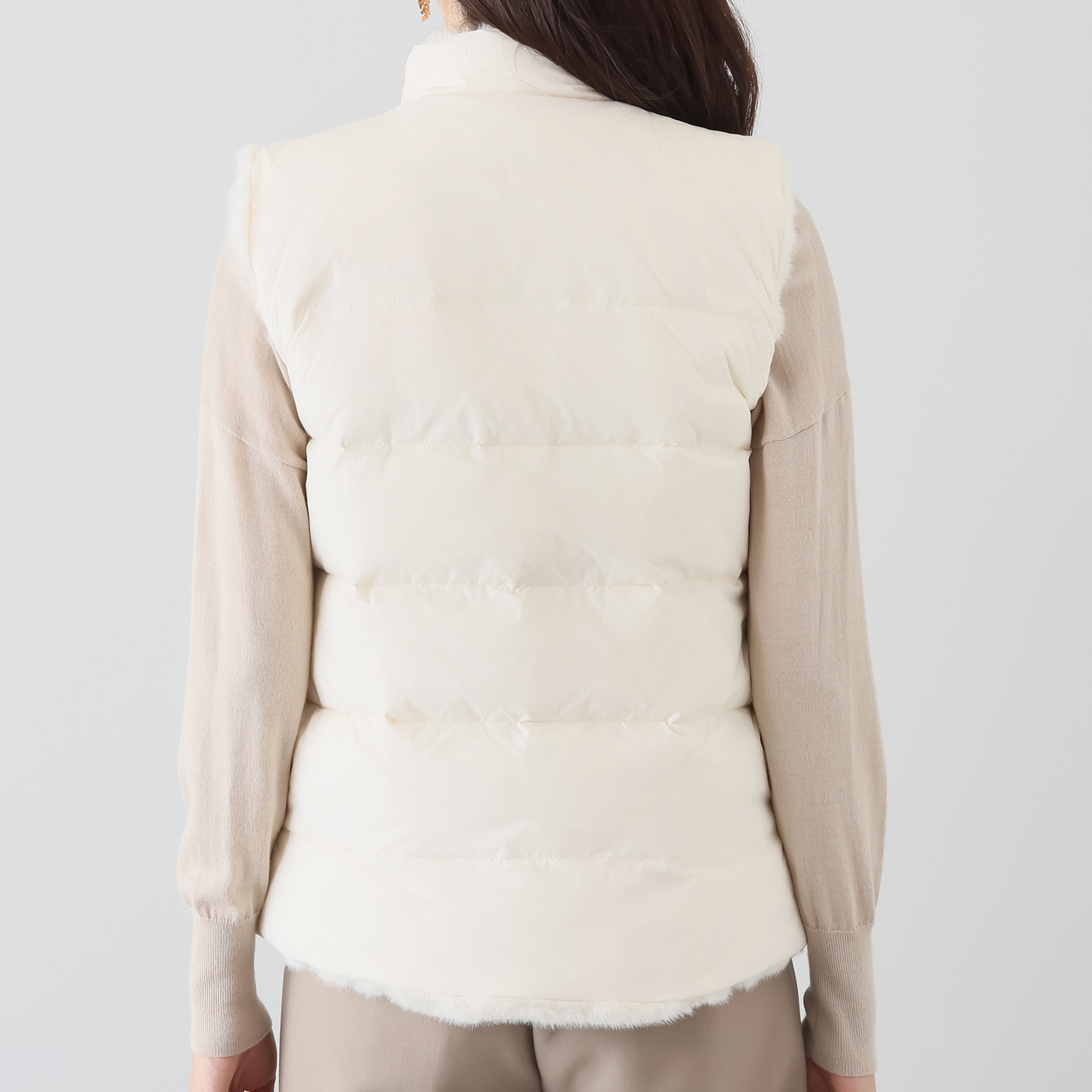 マリエール エコファー リバーシブル ダウンベスト