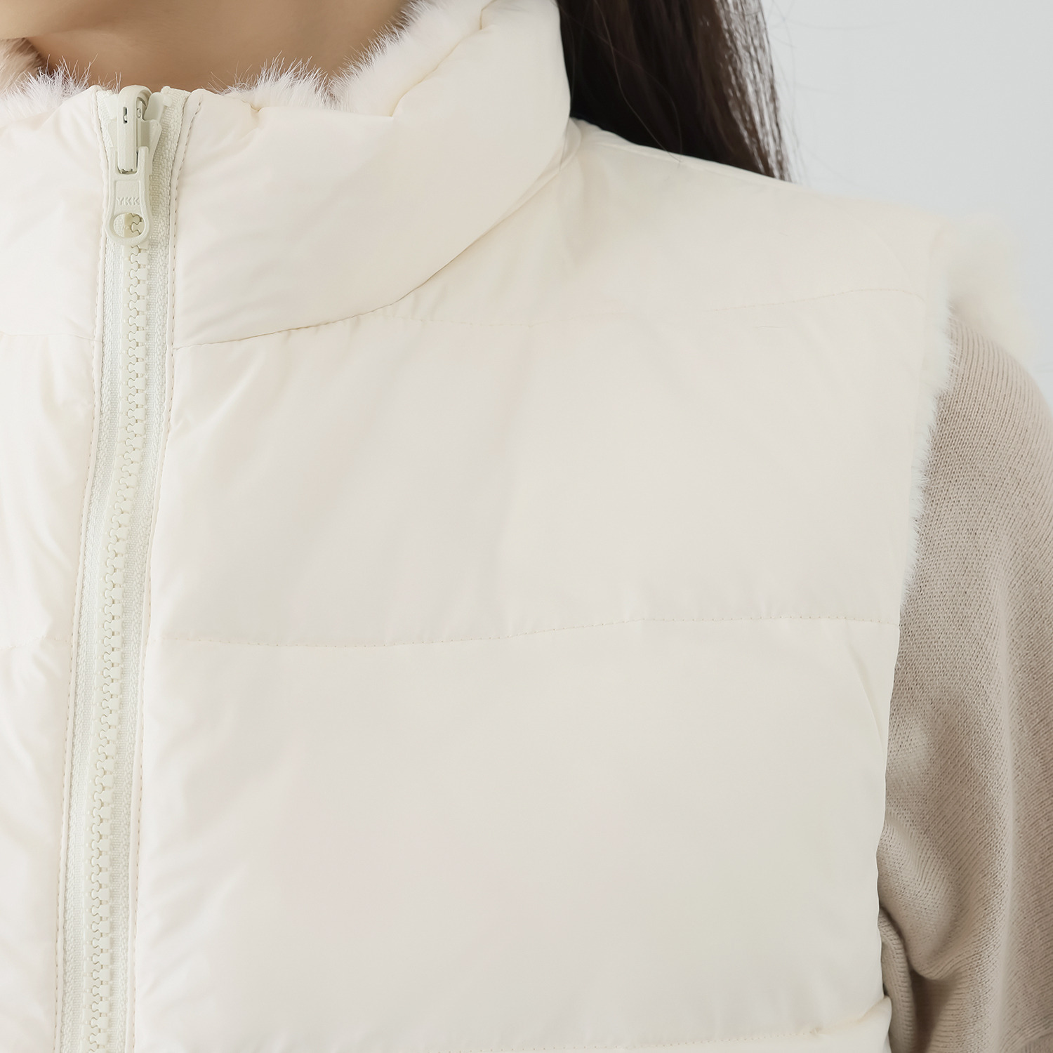 マリエール エコファー リバーシブル ダウンベスト