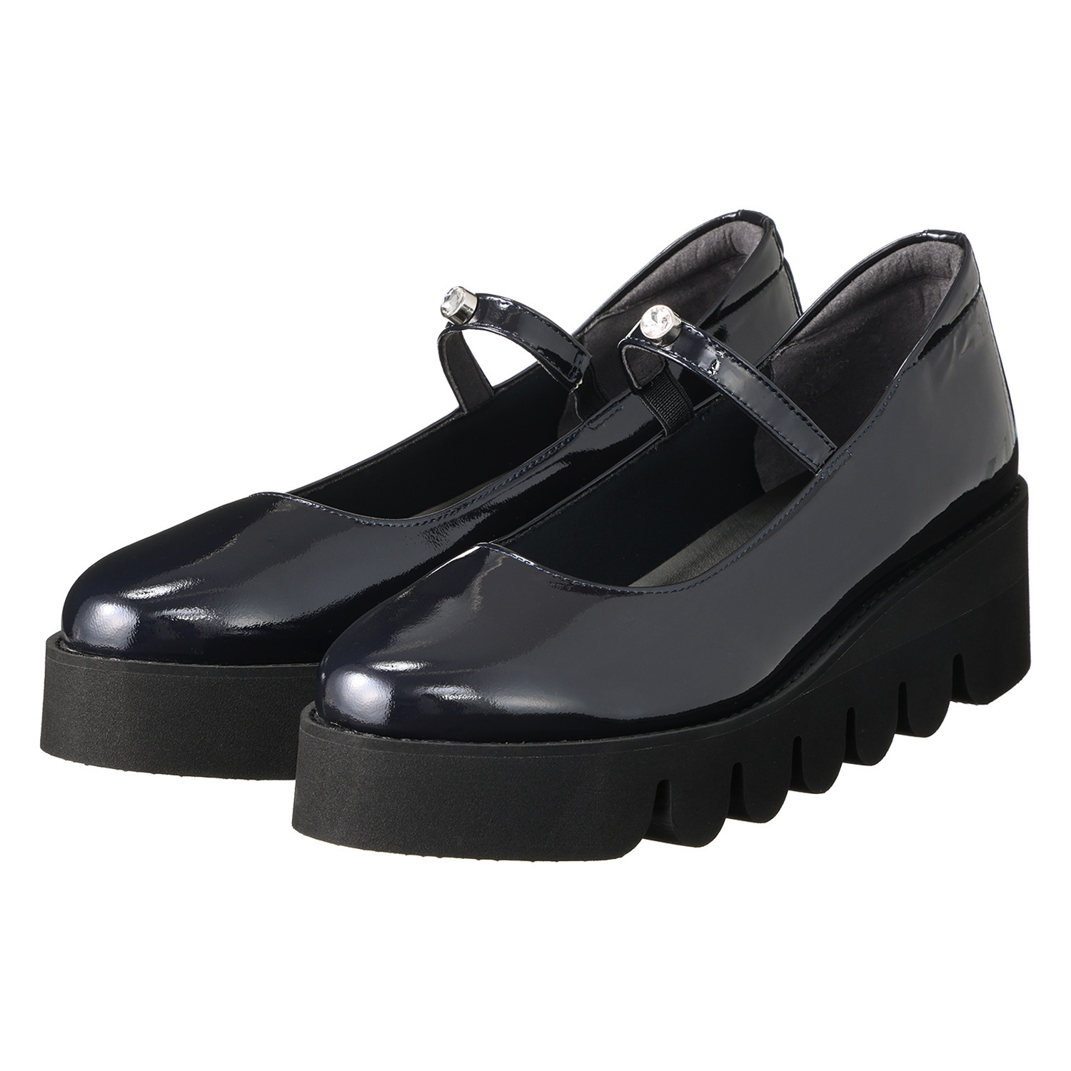 ヒルズアヴェニュー ＜日本製＞ シープエナメル メリージェーンデザイン パンプス