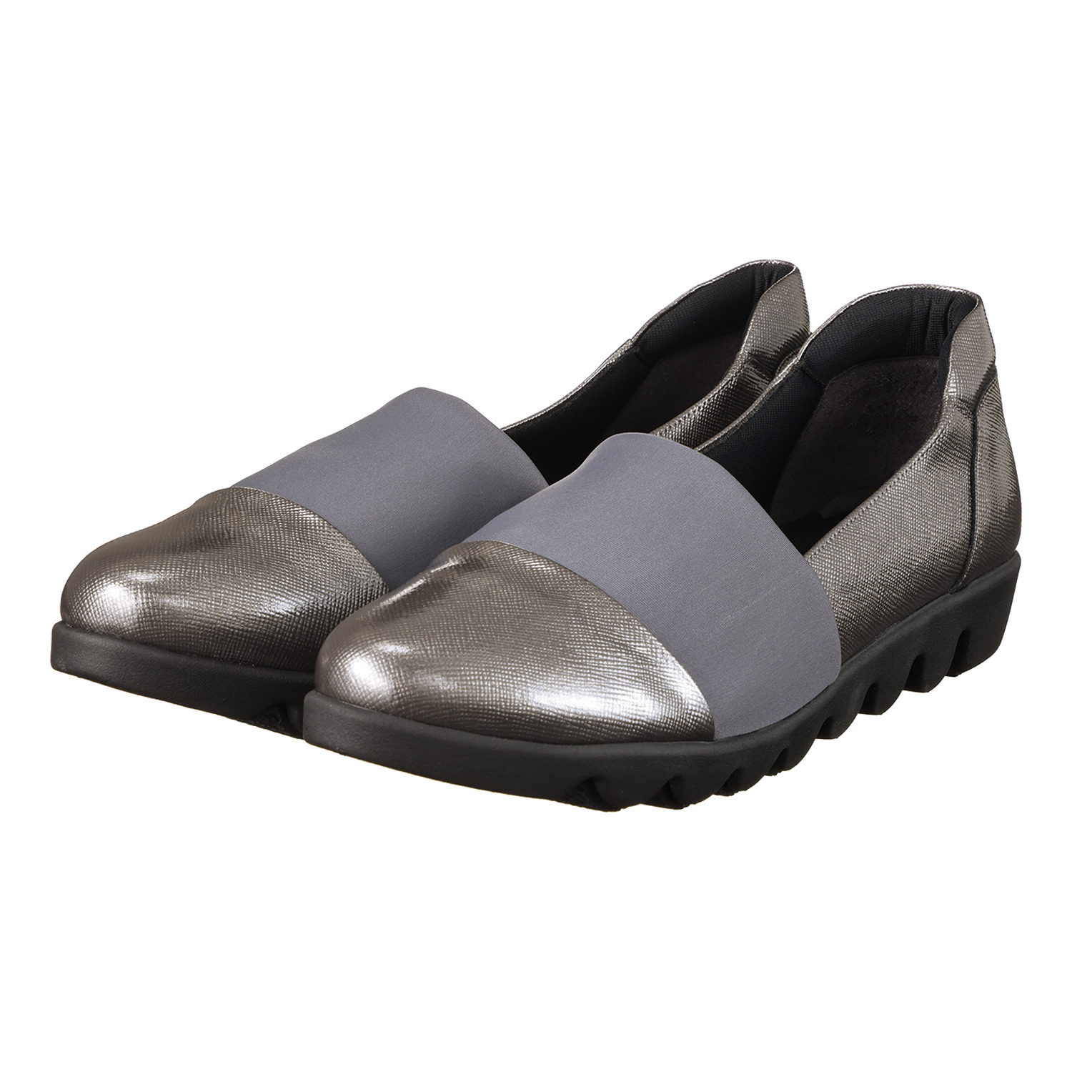 ヒルズアヴェニュー ＜日本製＞牛革エナメル ストレッチ リップルソールスリッポン