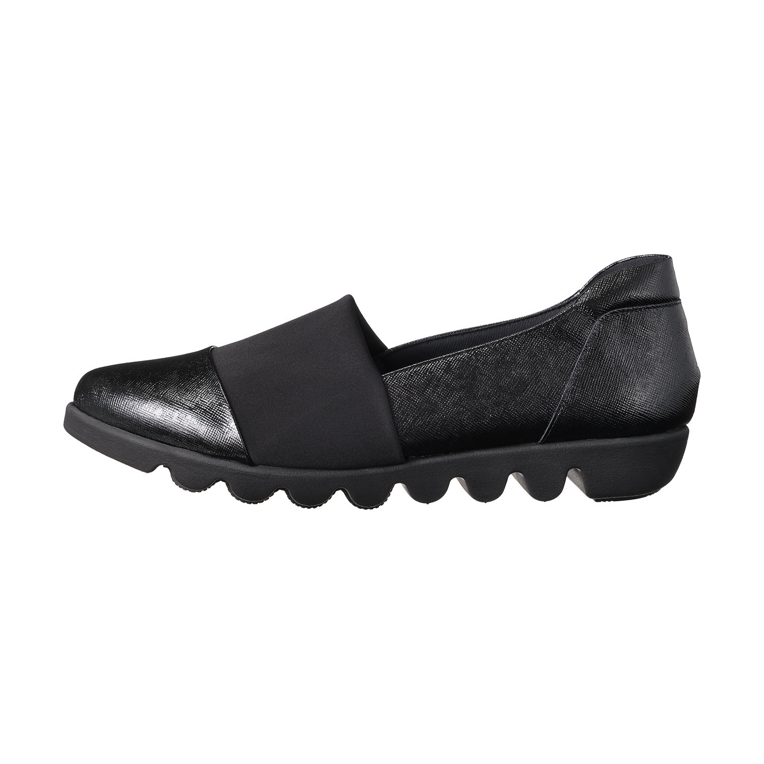 ヒルズアヴェニュー ＜日本製＞牛革エナメル ストレッチ リップルソールスリッポン