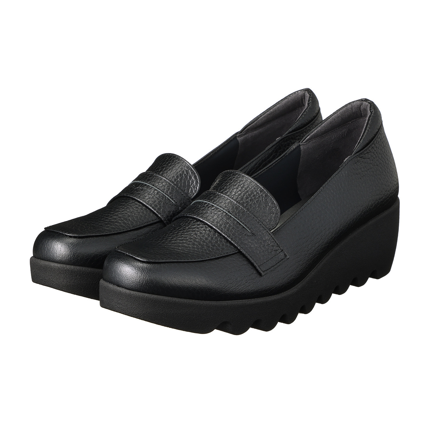 ヒルズアヴェニュー ＜日本製＞ ゴートレザーシュリンク ウェーブソールパンプス