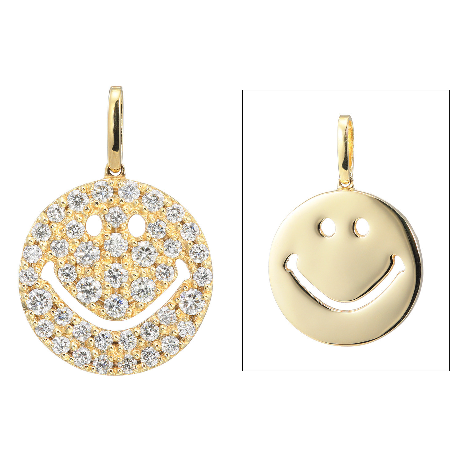 エクラプリュス １８Ｋ １カラットＵＰ ダイヤモンドパヴェ スマイル ペンダントトップ