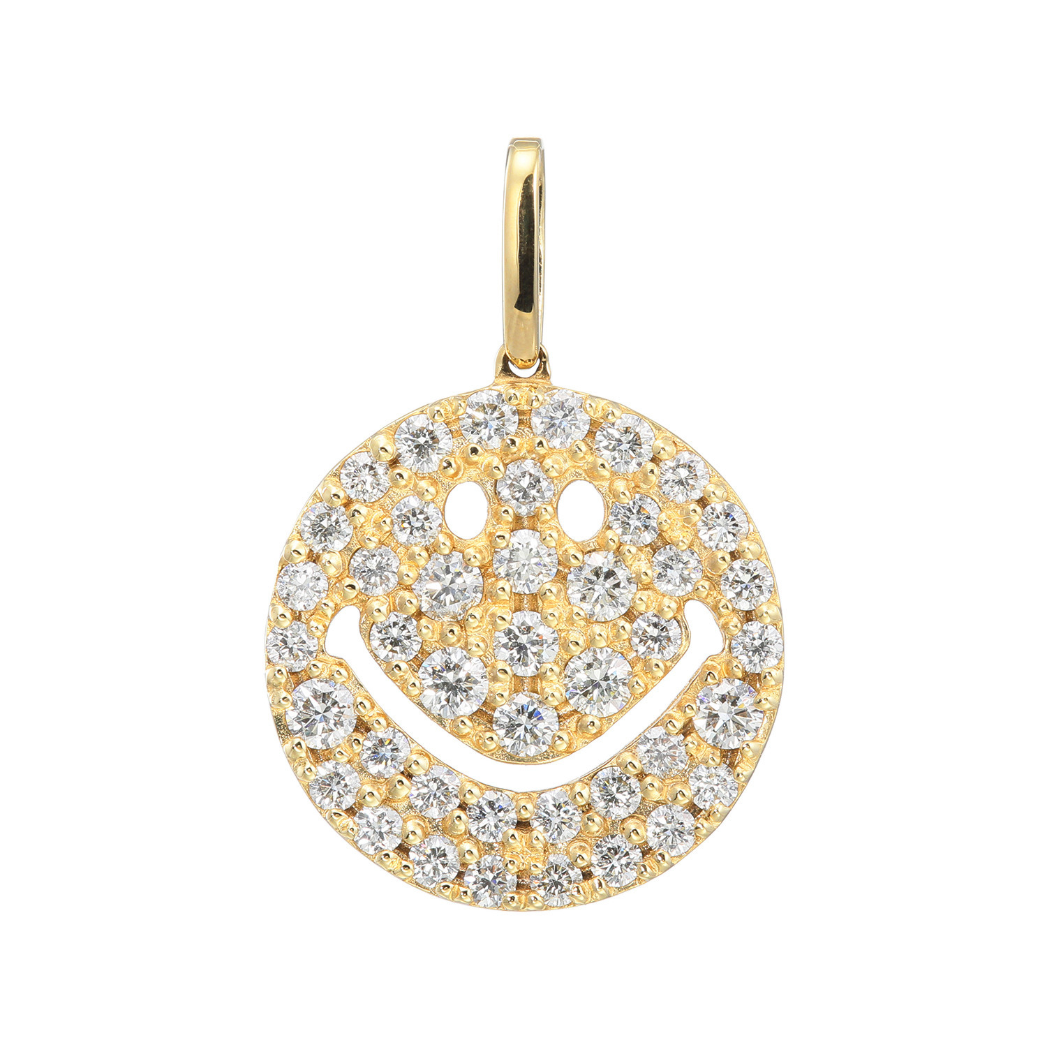 エクラプリュス １８Ｋ １カラットＵＰ ダイヤモンドパヴェ スマイル ペンダントトップ