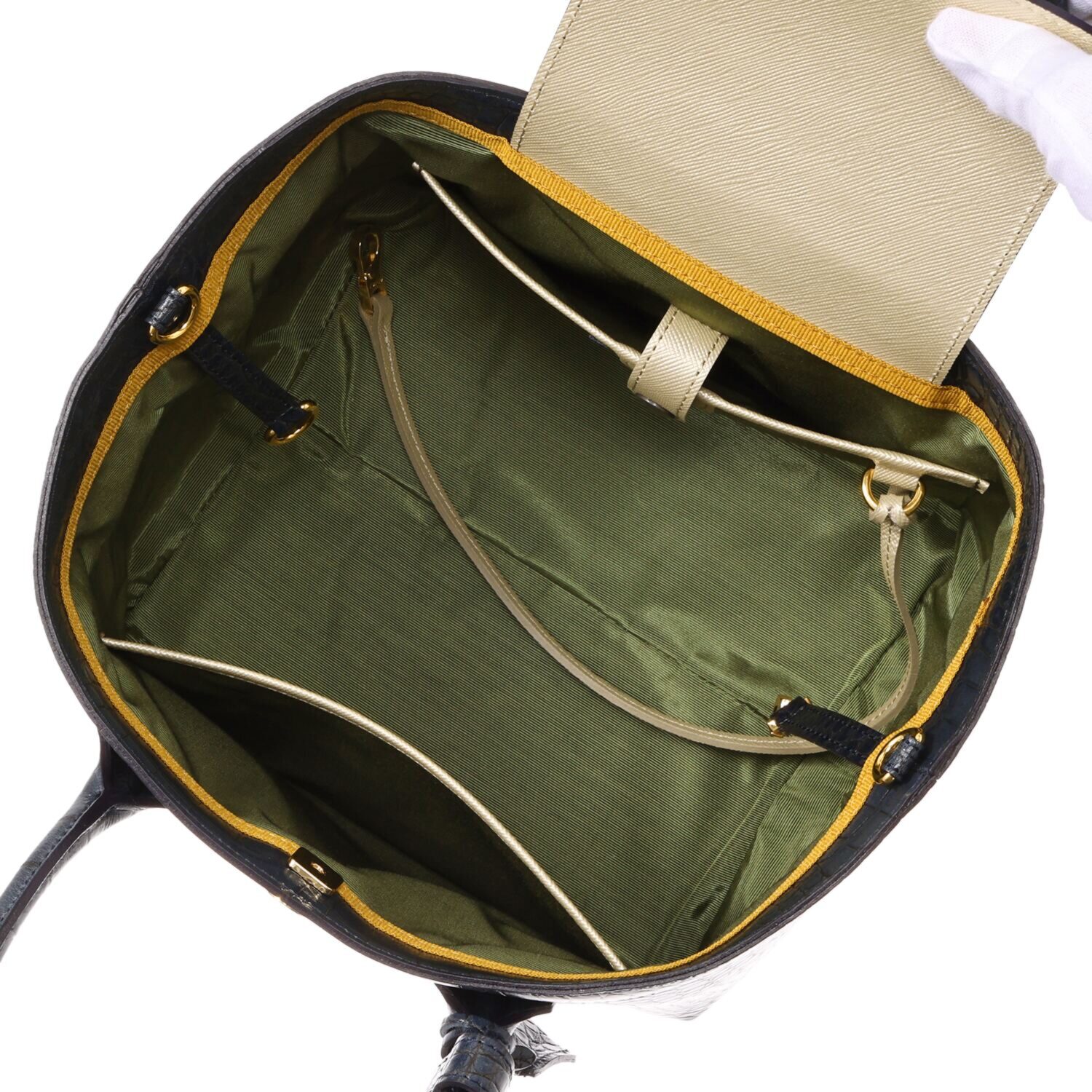 エーディーエムジェイ 牛革クロコ型ダイル押し ２ウェイ キューブトートバッグ ＜Ｓ＞