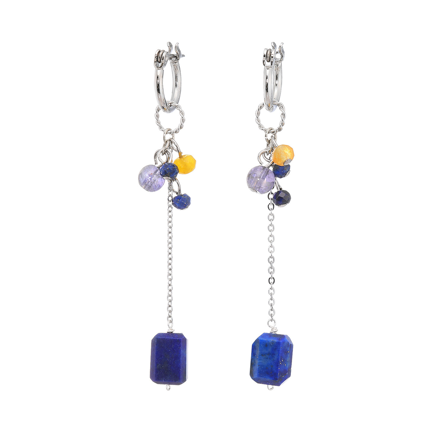 シマ・リリアーナ ジェムストーン チャーム付 ミニフープピアス 