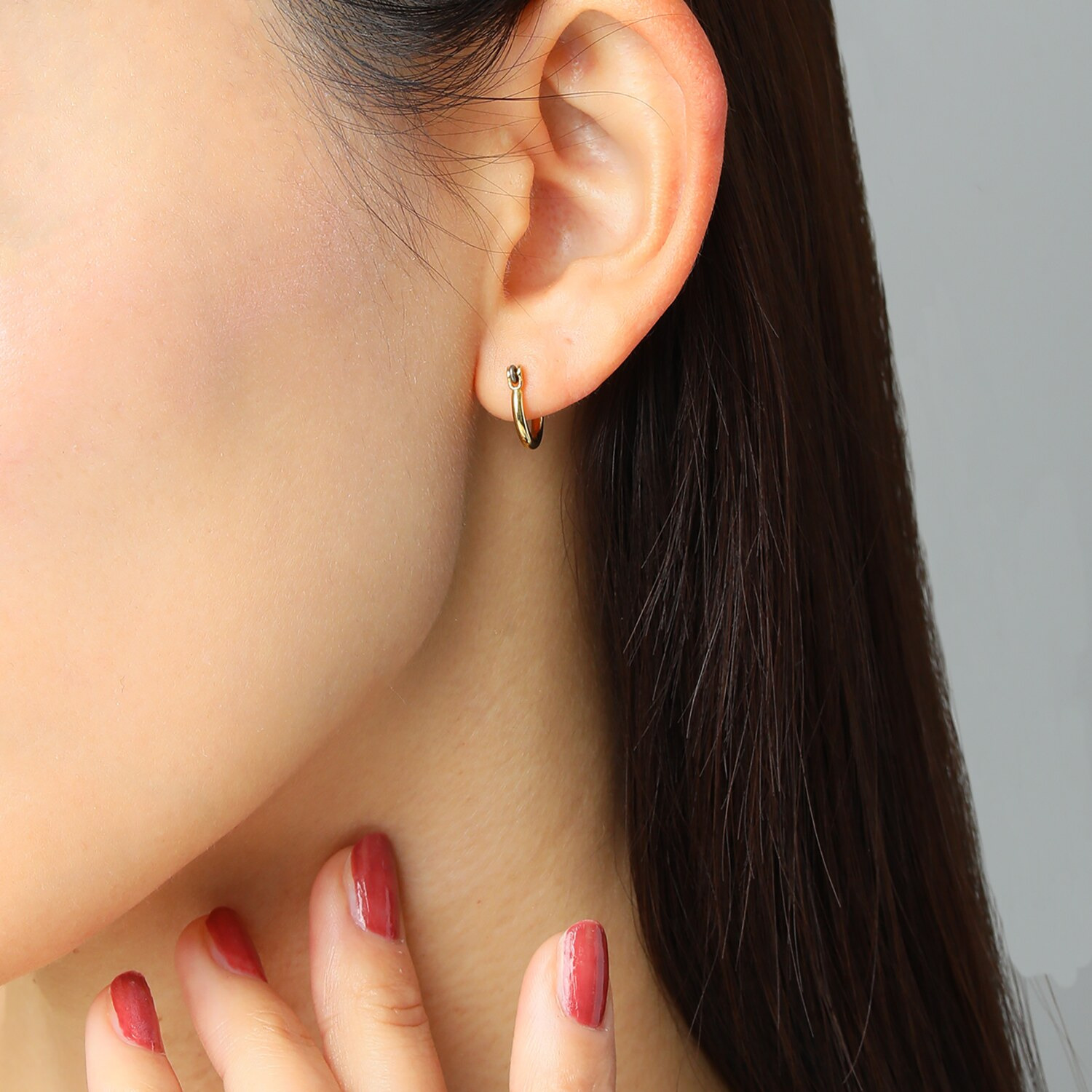 シマ・リリアーナ ジェムストーン チャーム付 ミニフープピアス 