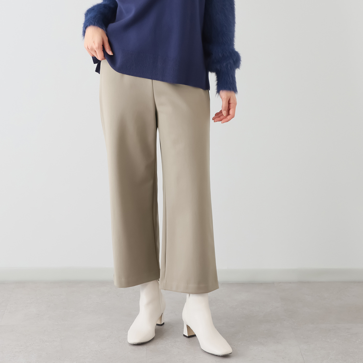 ピーツー とにかく気持ち良い 極上キュプラ裏起毛 ワイドストレートパンツ ＜股下６０ｃｍ＞