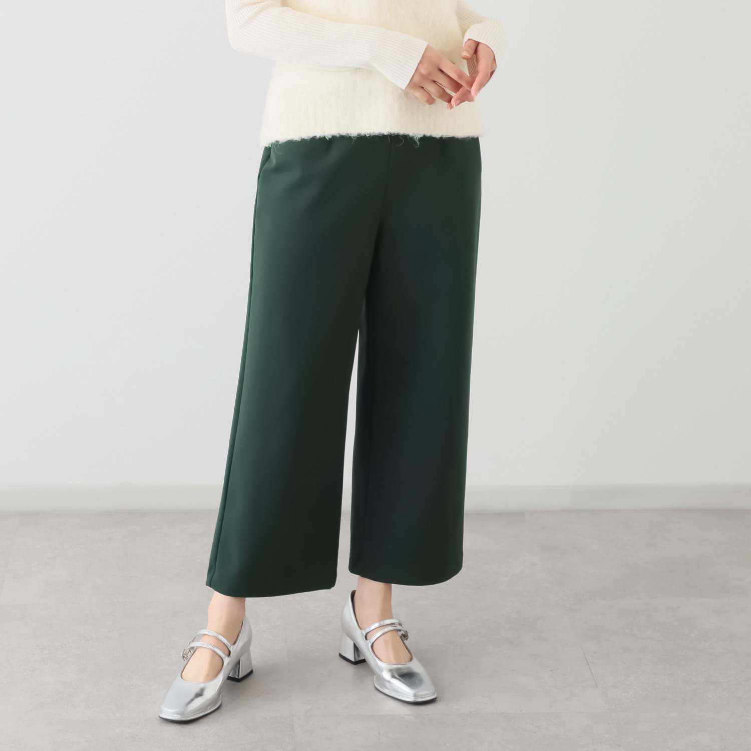 ピーツー とにかく気持ち良い 極上キュプラ裏起毛 ワイドストレートパンツ ＜股下６０ｃｍ＞