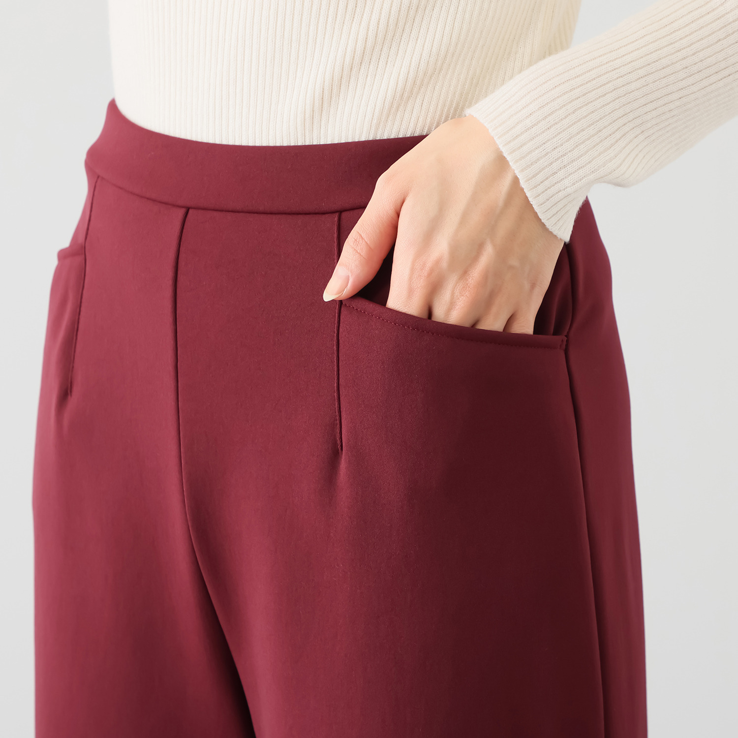 ピーツー とにかく気持ち良い 極上キュプラ裏起毛 ワイドストレートパンツ ＜股下６０ｃｍ＞