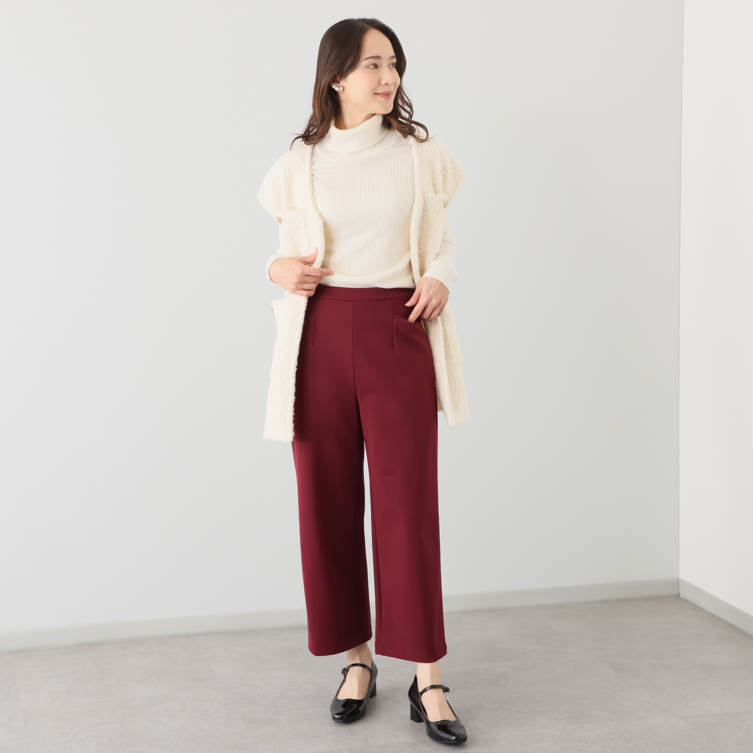 ピーツー とにかく気持ち良い 極上キュプラ裏起毛 ワイドストレートパンツ ＜股下６０ｃｍ＞