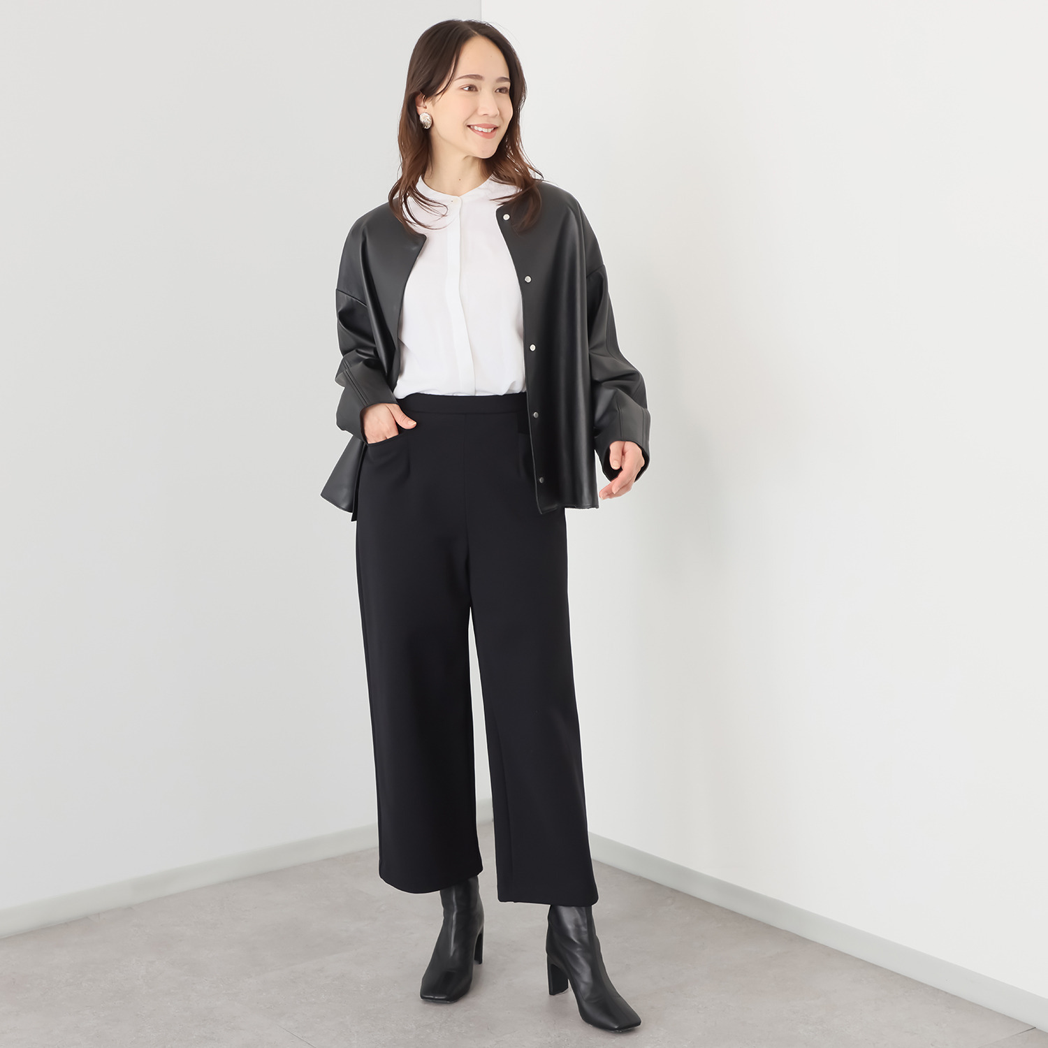 ピーツー とにかく気持ち良い 極上キュプラ裏起毛 ワイドストレートパンツ ＜股下６０ｃｍ＞