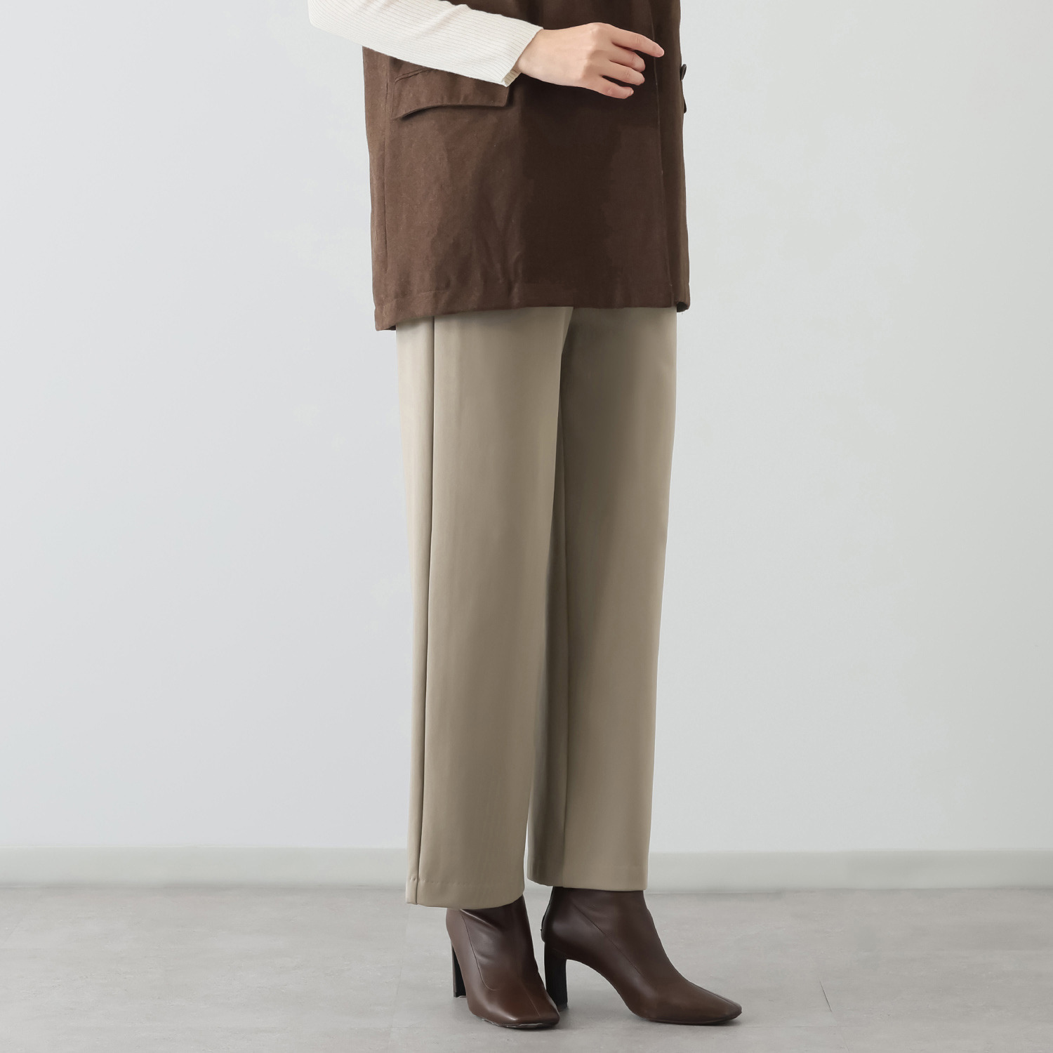 ピーツー とにかく気持ち良い 極上キュプラ裏起毛 ワイドストレートパンツ ＜股下６８ｃｍ＞