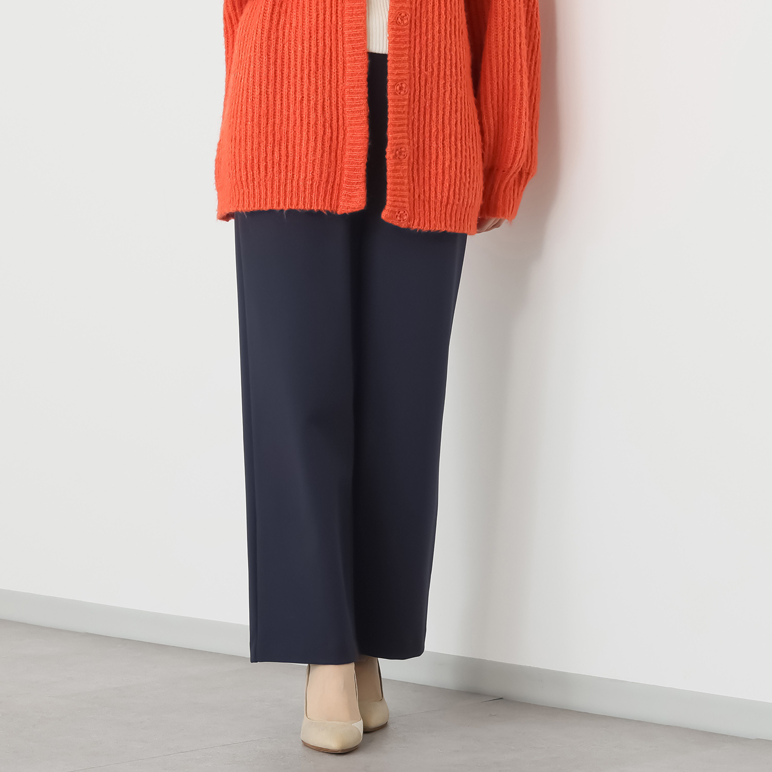 ピーツー とにかく気持ち良い 極上キュプラ裏起毛 ワイドストレートパンツ ＜股下６８ｃｍ＞