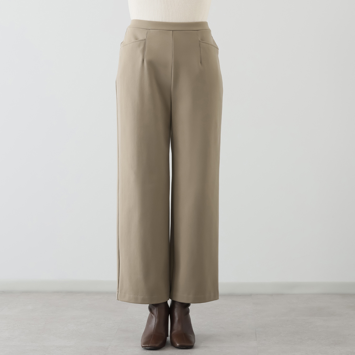 ピーツー とにかく気持ち良い 極上キュプラ裏起毛 ワイドストレートパンツ ＜股下６８ｃｍ＞