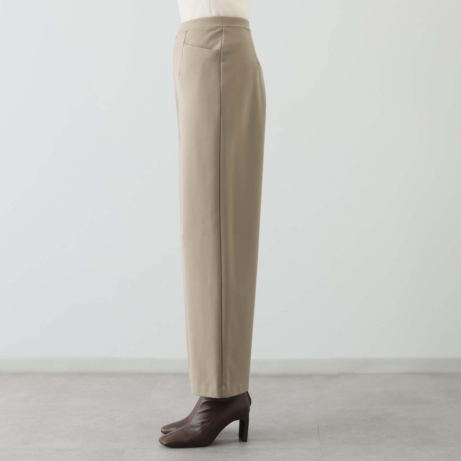 ピーツー とにかく気持ち良い 極上キュプラ裏起毛 ワイドストレートパンツ ＜股下６８ｃｍ＞