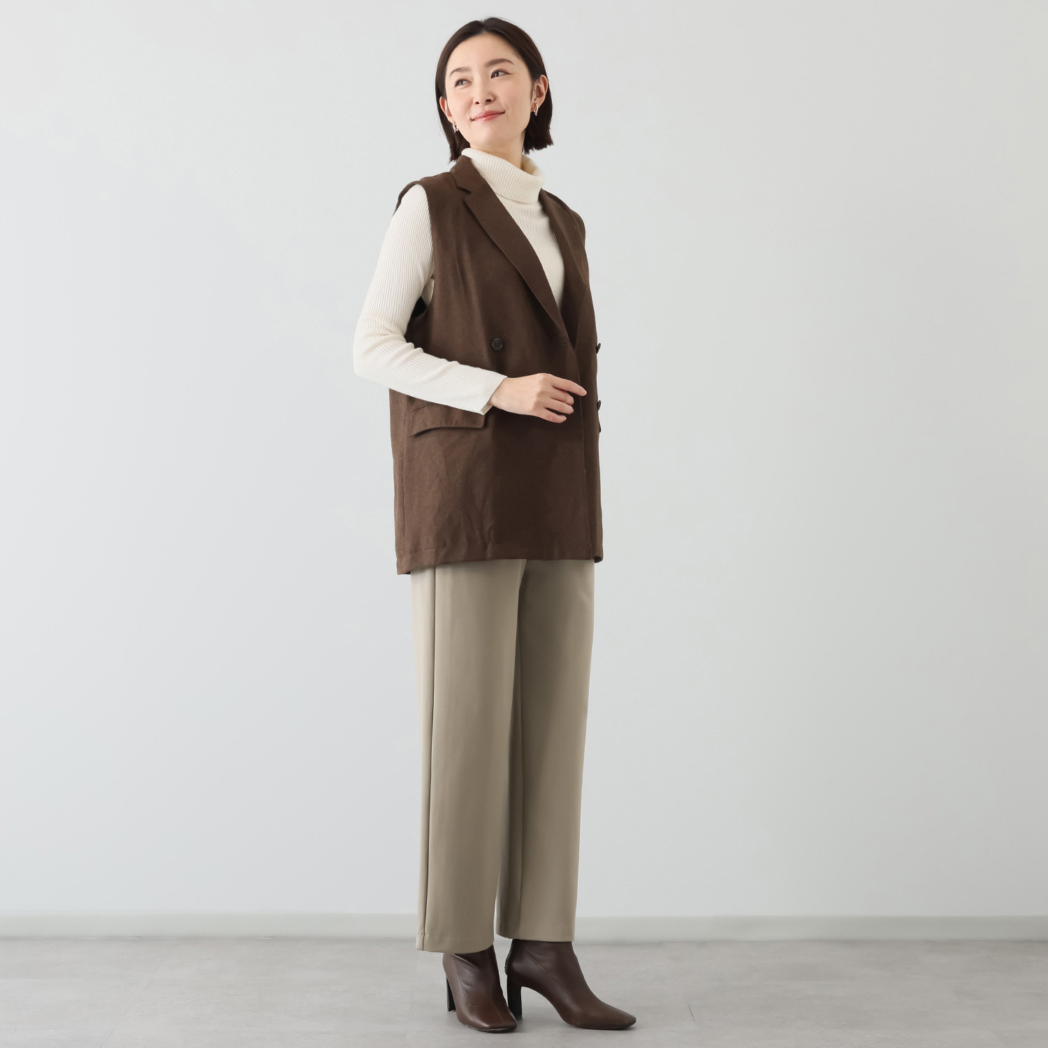 ピーツー とにかく気持ち良い 極上キュプラ裏起毛 ワイドストレートパンツ ＜股下６８ｃｍ＞