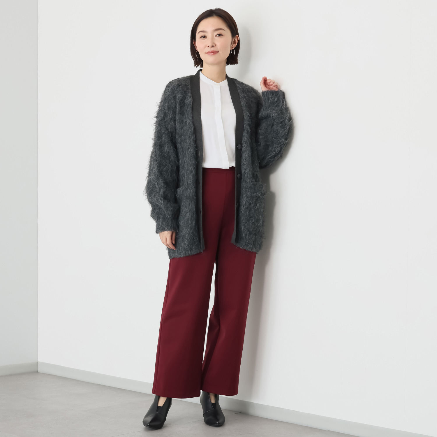 ピーツー とにかく気持ち良い 極上キュプラ裏起毛 ワイドストレートパンツ ＜股下６８ｃｍ＞