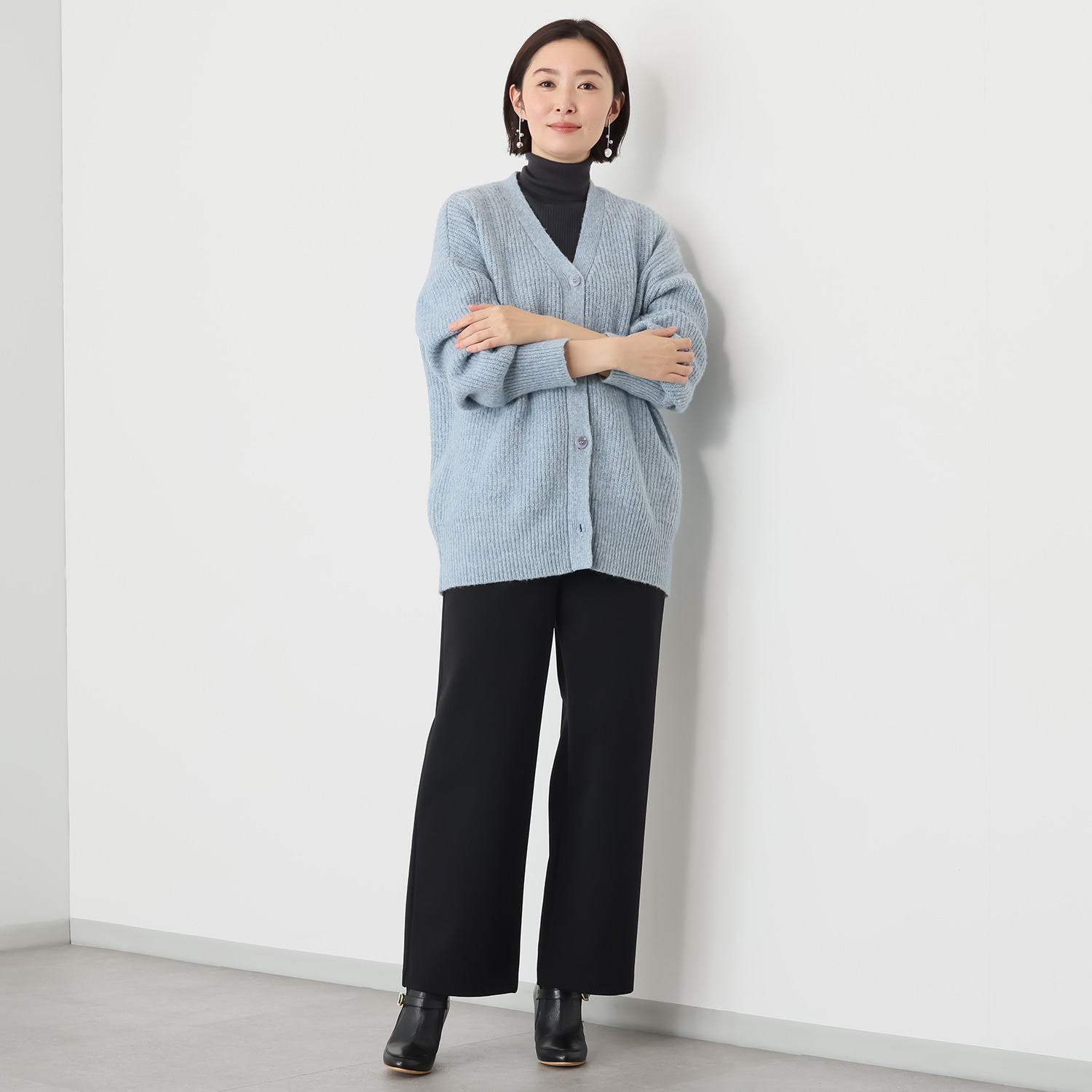 ピーツー とにかく気持ち良い 極上キュプラ裏起毛 ワイドストレートパンツ ＜股下６８ｃｍ＞