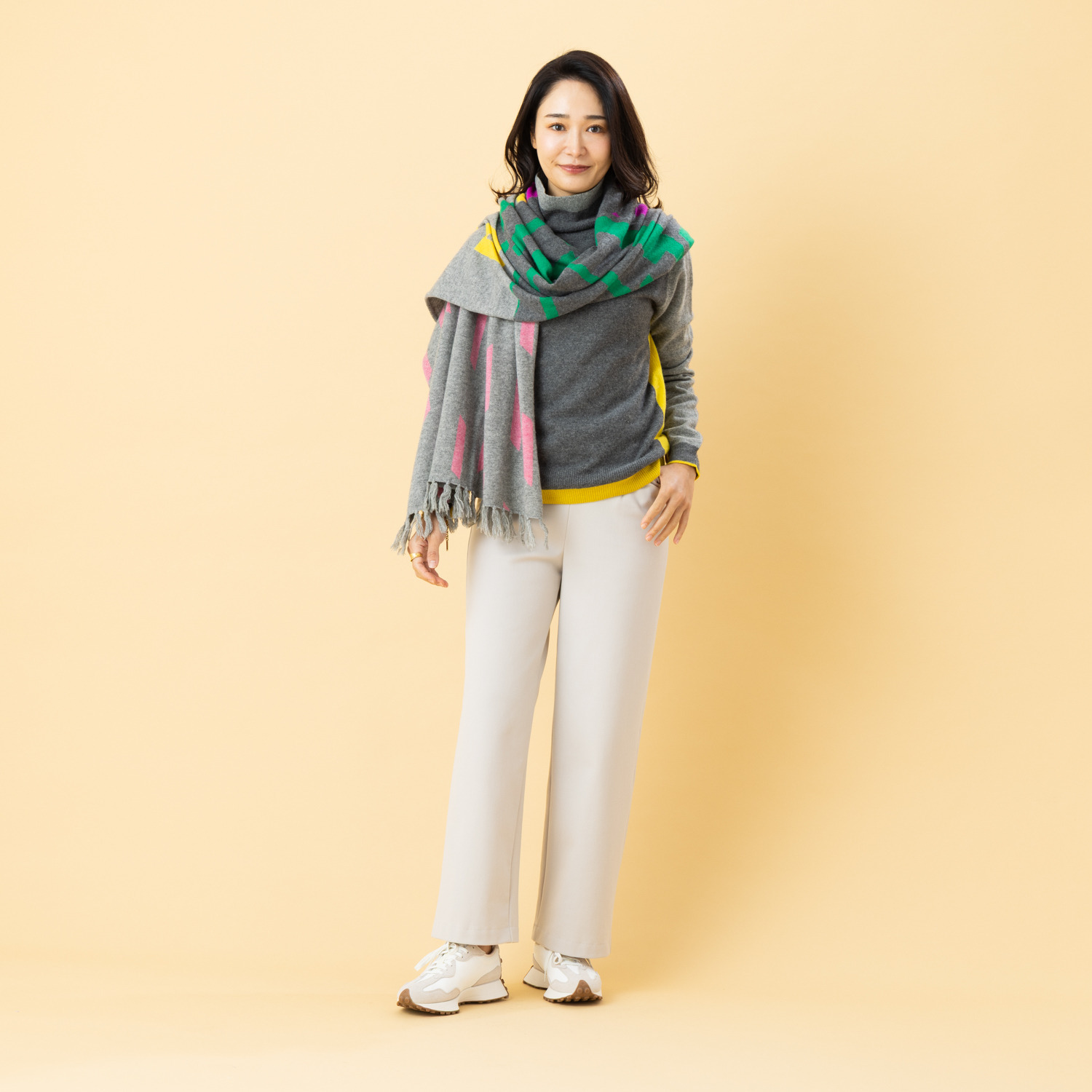 ピーツー とにかく気持ち良い 極上キュプラ裏起毛 ワイドストレートパンツ ＜股下６８ｃｍ＞