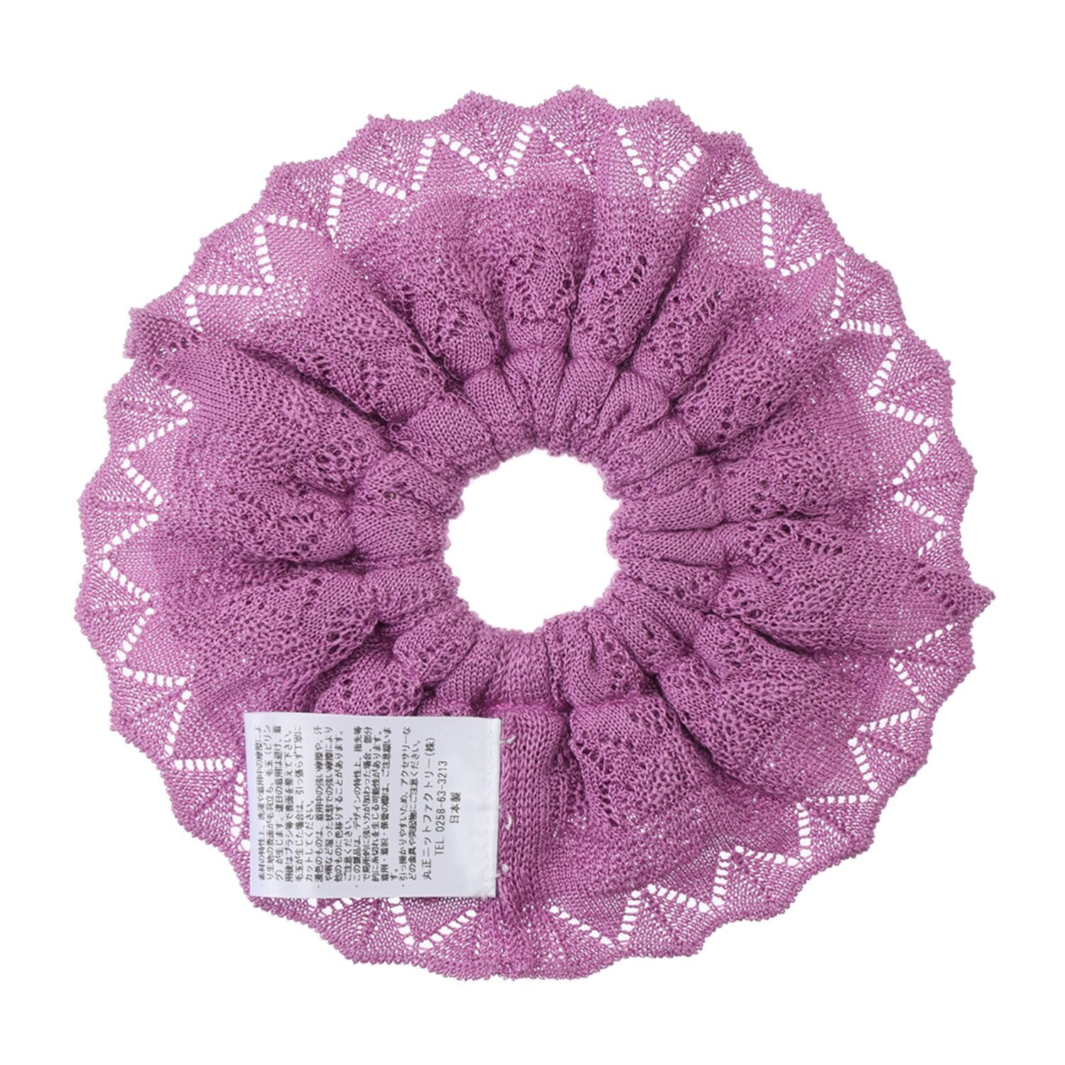 エウラーカ ウォッシャブルシルク レーシー柄フリル ニットシュシュ