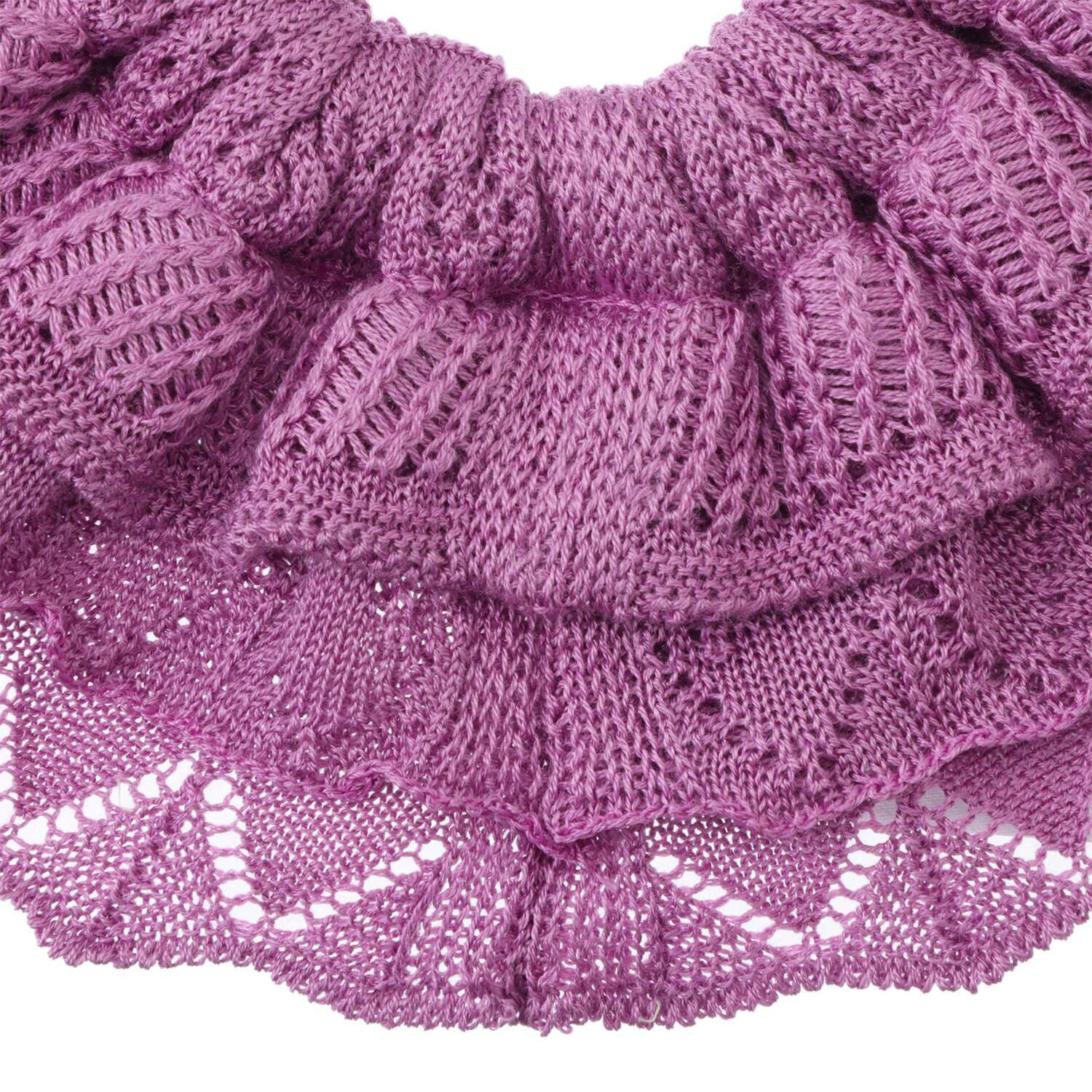 エウラーカ ウォッシャブルシルク レーシー柄フリル ニットシュシュ