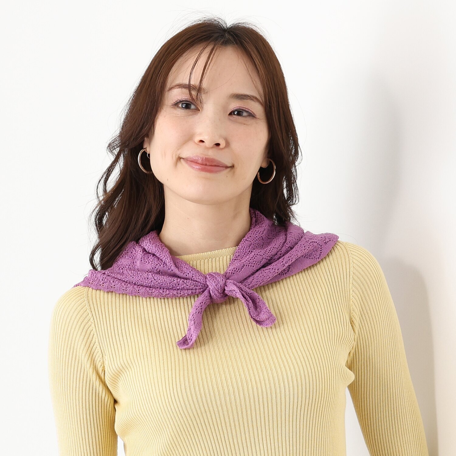 エウラーカ ウォッシャブルシルク レーシー柄 ニットスカーフ