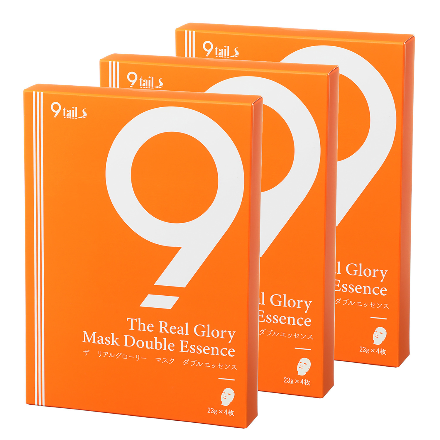 ナインテイルズ 一枚で顔から首まで！ ハリツヤキメの集中ケア 新ザ　リアルグローリー マスクダブルエッセンス デビュー３箱セット