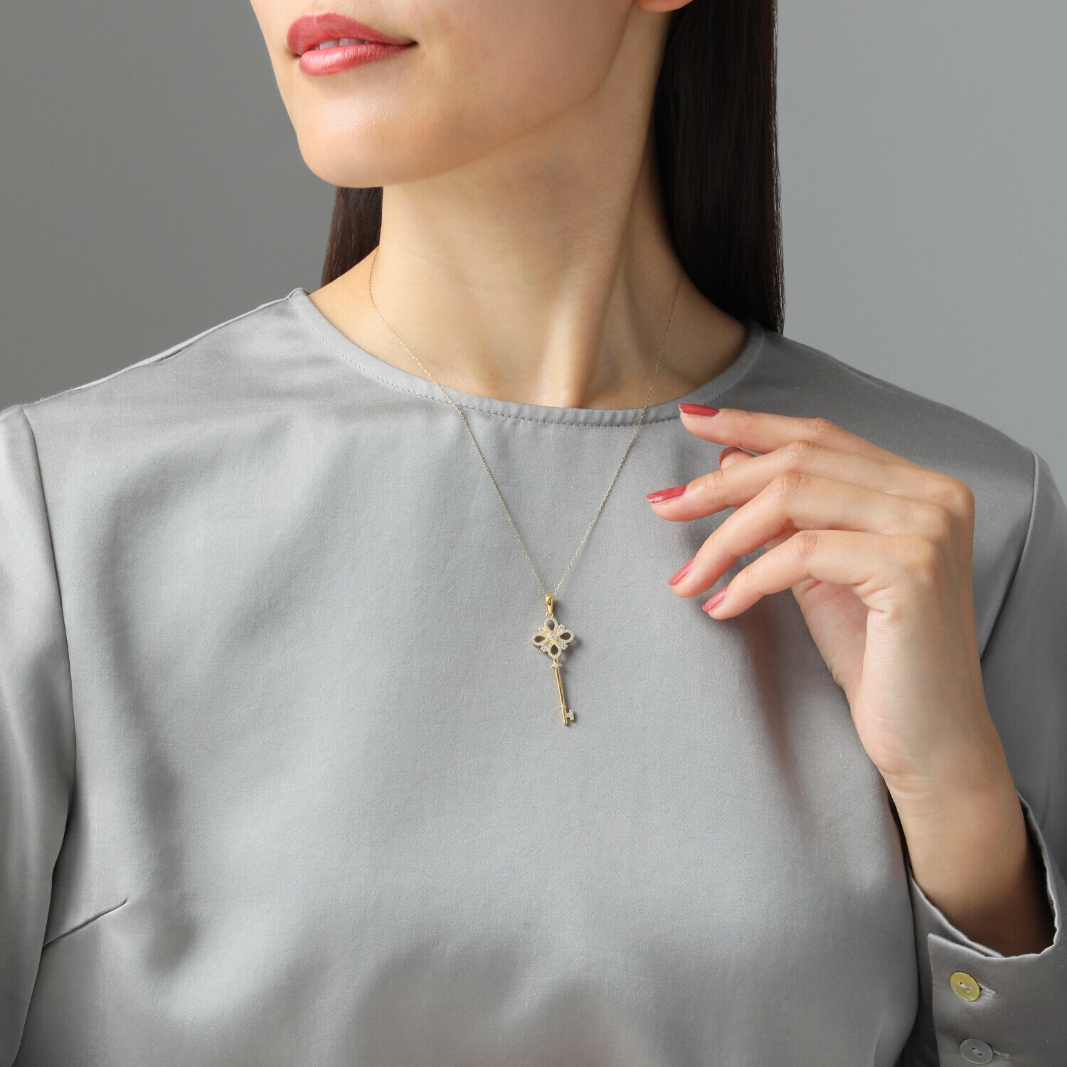 ファシーノアルジェント シルバー ＣＺ オープンウェイ キーデザイン ペンダントトップ