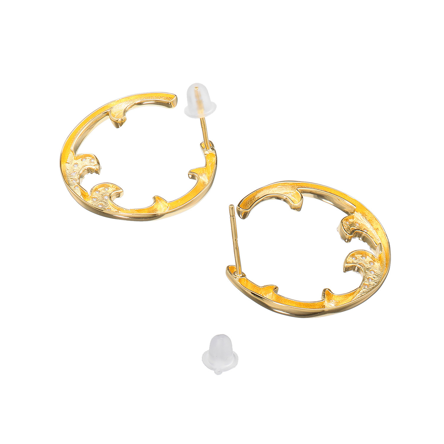 ファシーノアルジェント シルバー ＣＺ ラウンドウェーブ ピアス