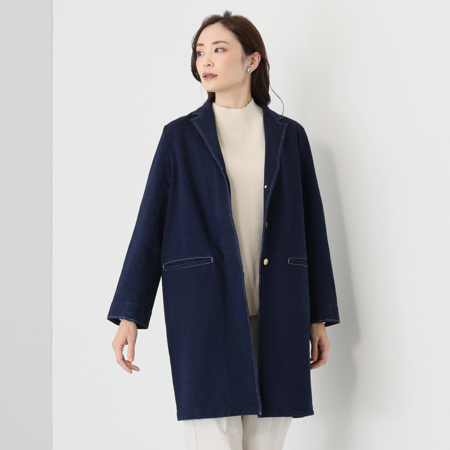 ラ　ヴァーグ　デトワール リラックスカジュアル ミニ裏毛 デニム調 チェスターコート