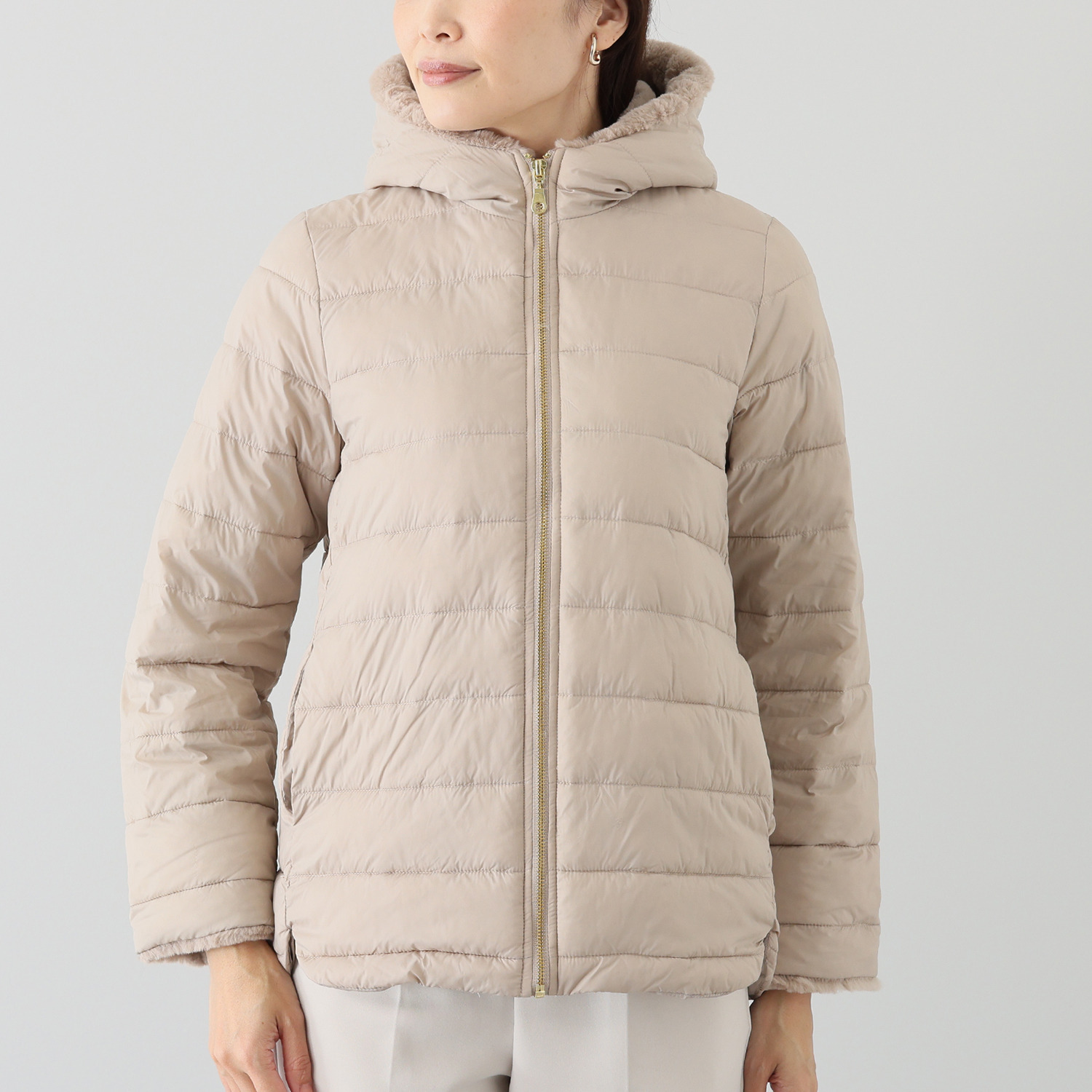 アンリック　オー　ブルー フェイクファーアクセント ファイバーダウン 大人な上品コート