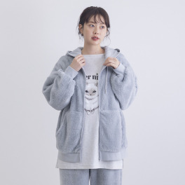 かわいい雑貨屋さん グロリア ふわふわあったか！ ファーフリース ジップアップパーカー