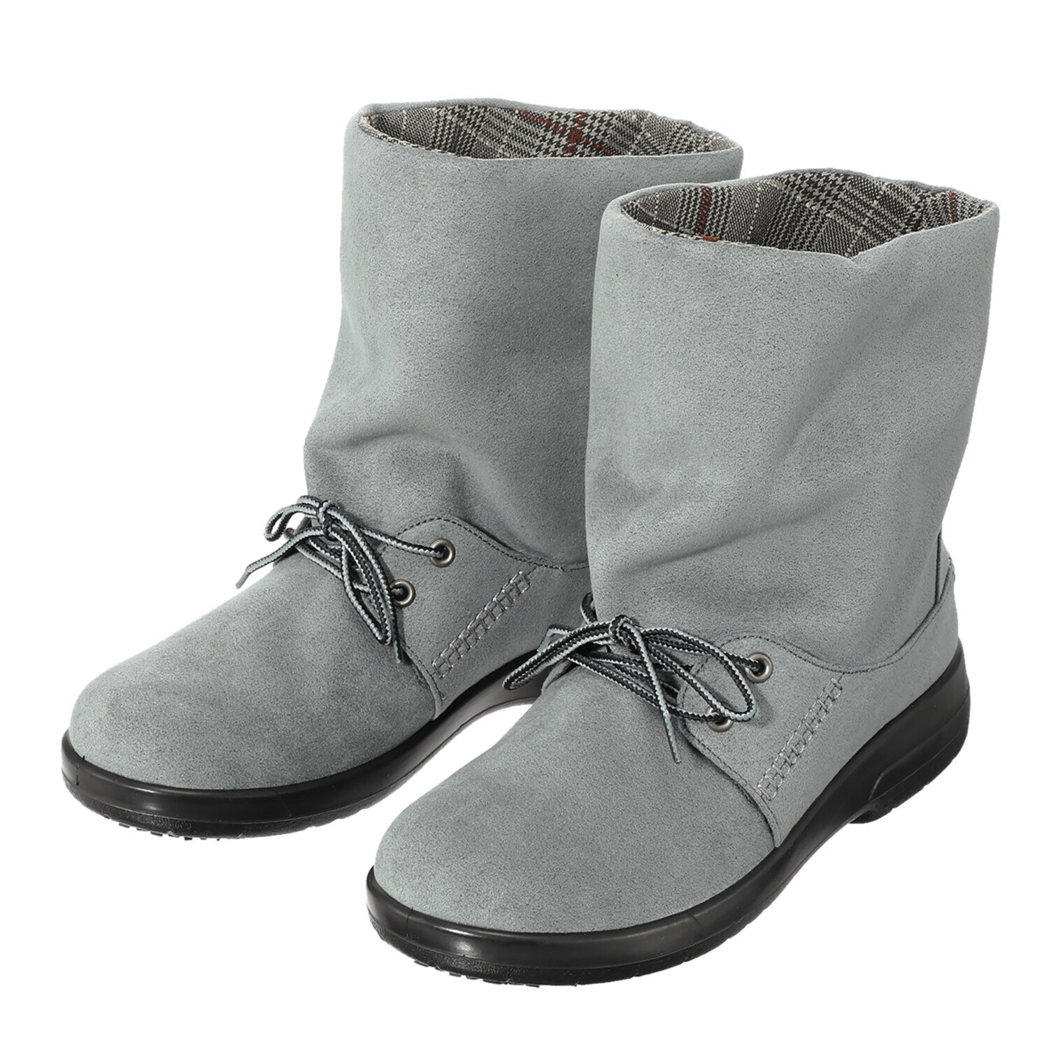 トップドライ スエード調チェック柄 ２ウェイブーツ