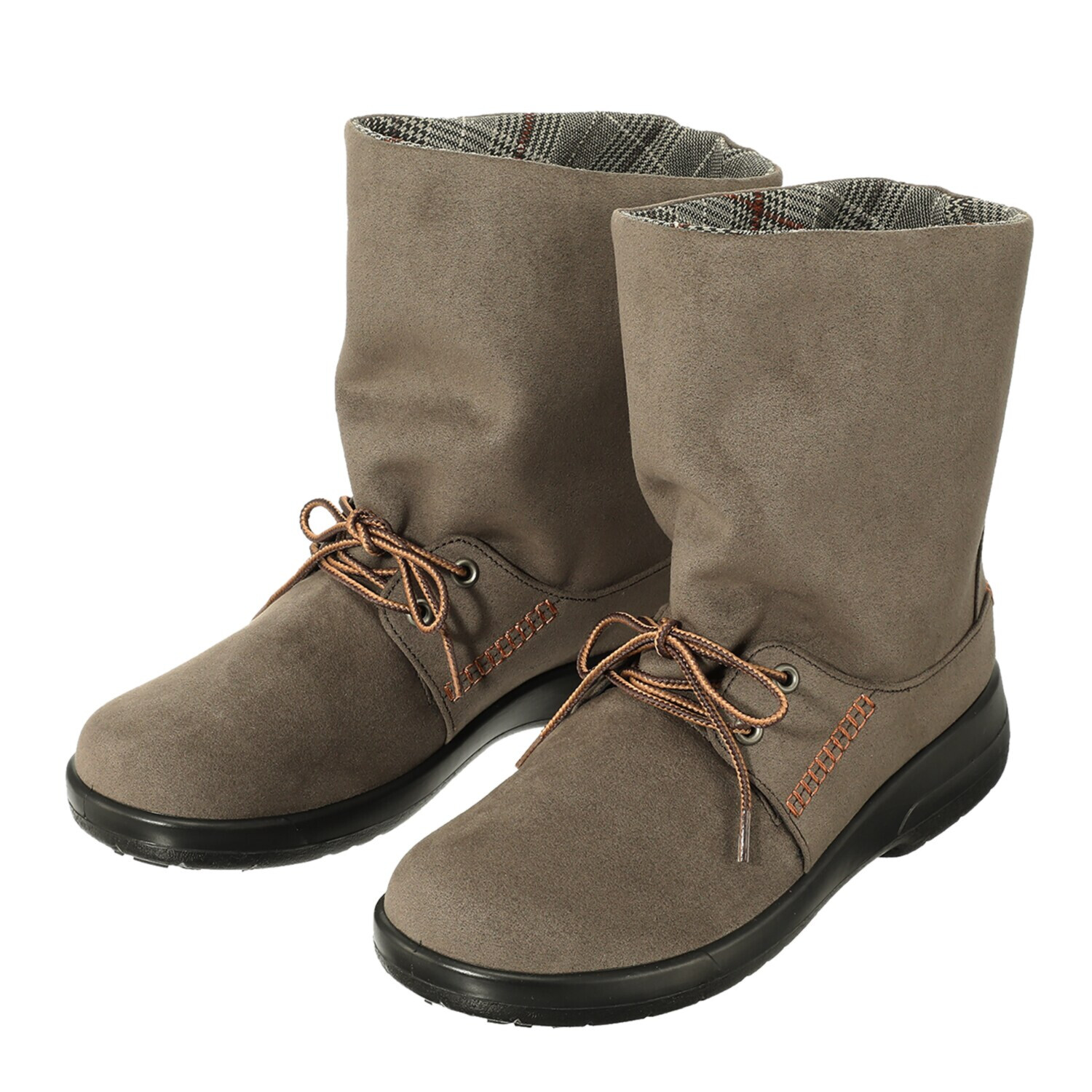 トップドライ スエード調チェック柄 ２ウェイブーツ