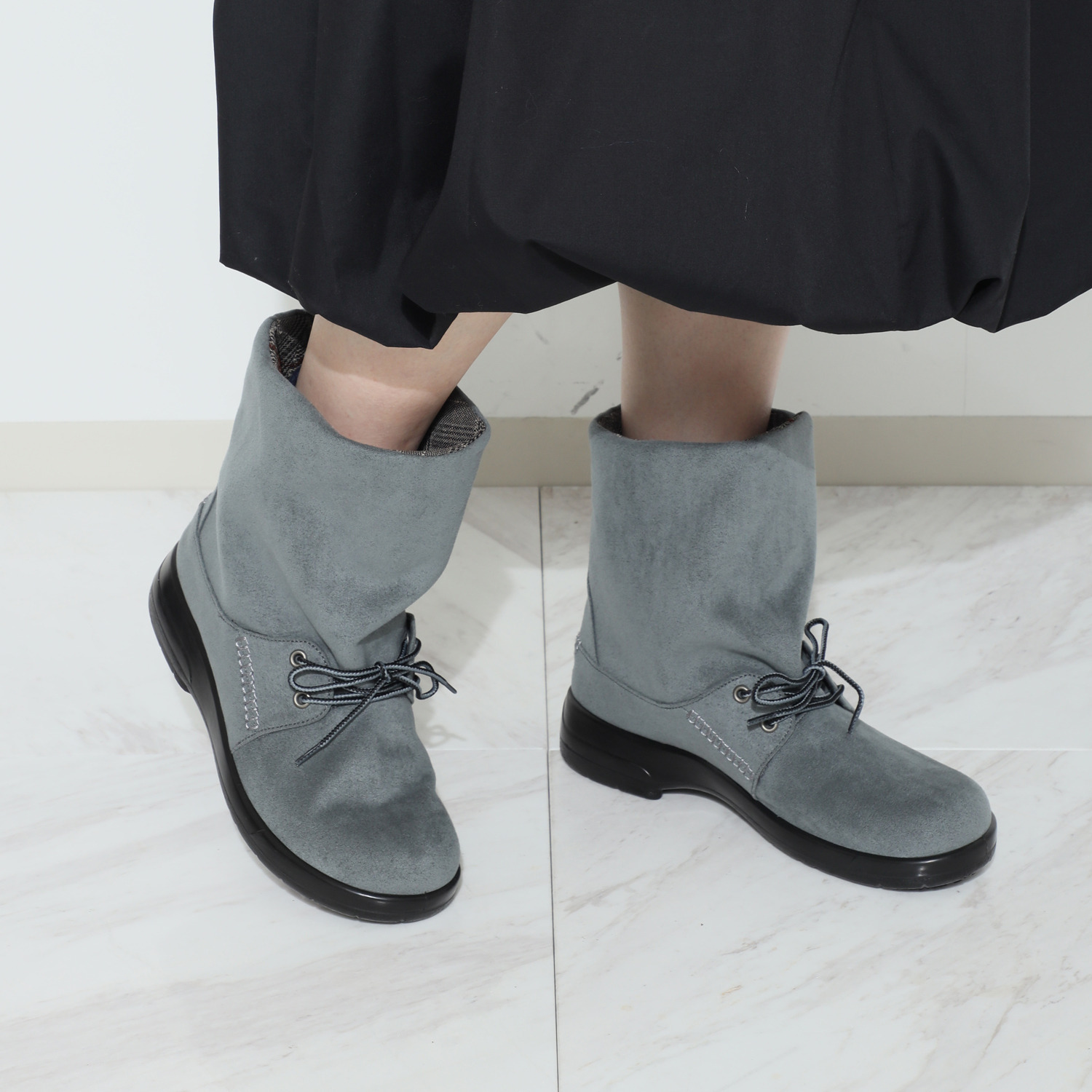 トップドライ スエード調チェック柄 ２ウェイブーツ