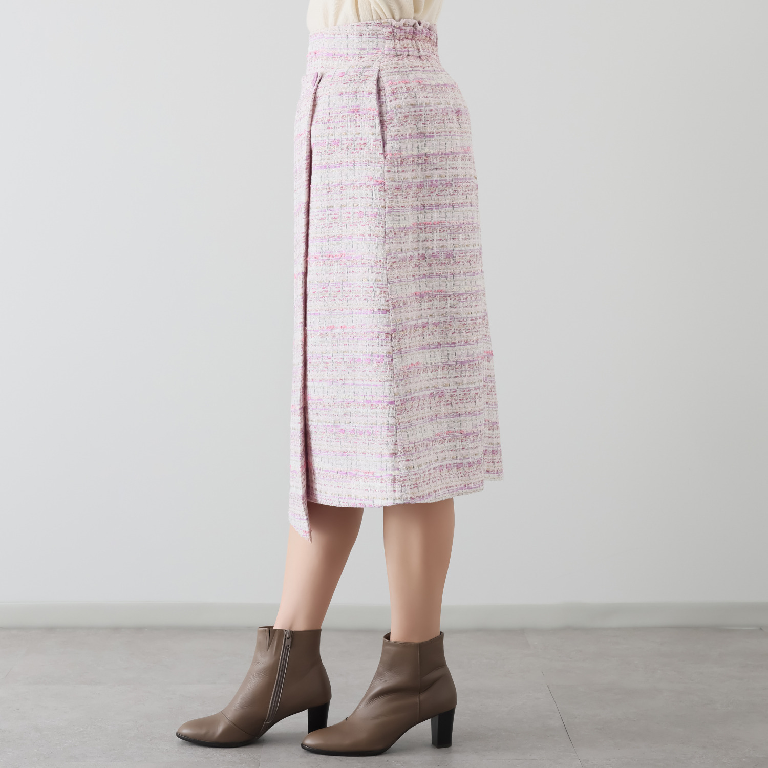 ブルーコレクション 春　一番乗り！！ きれいめツイード アシンメトリー Ａラインラップ風スカート