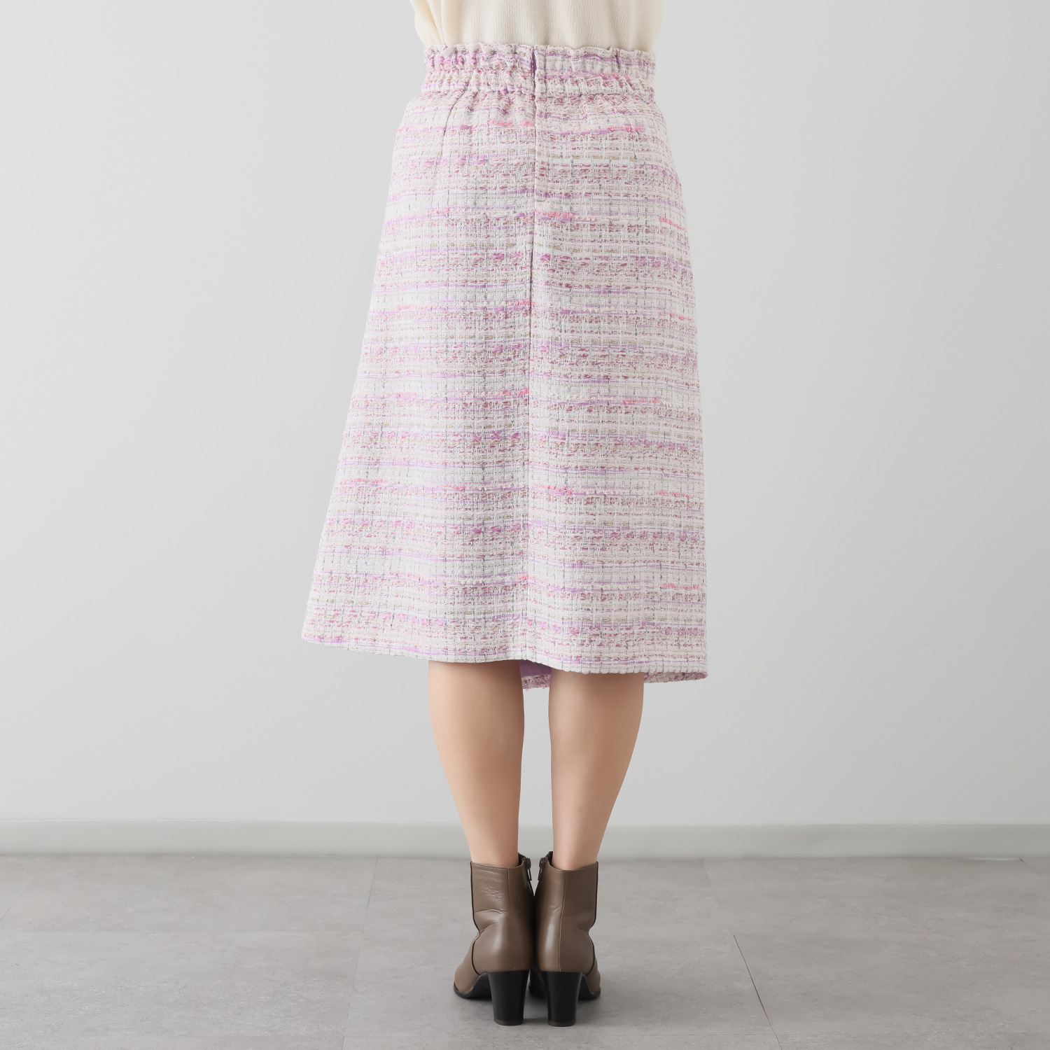 ブルーコレクション 春　一番乗り！！ きれいめツイード アシンメトリー Ａラインラップ風スカート