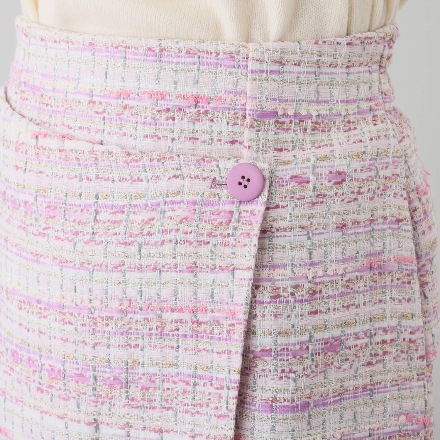 ブルーコレクション 春　一番乗り！！ きれいめツイード アシンメトリー Ａラインラップ風スカート