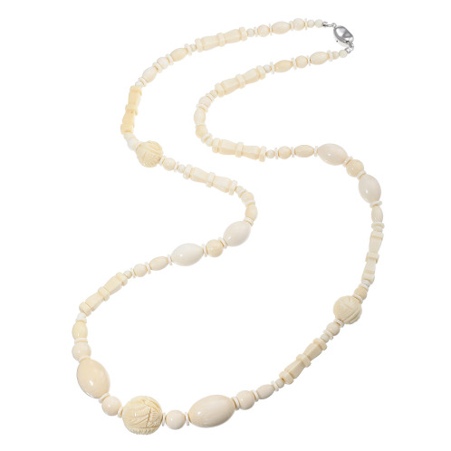 上方象牙 象牙 バラ彫り玉 ミックスパーツ ロングネックレス 上方象牙 象牙 バラ彫り玉 ミックスパーツ ロングネックレス