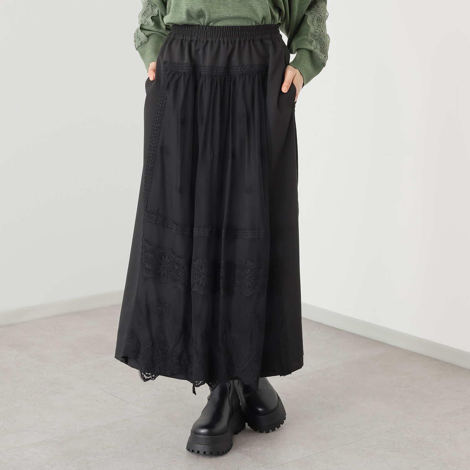 キョウコ　ヒガ パネルレース ロングスカート